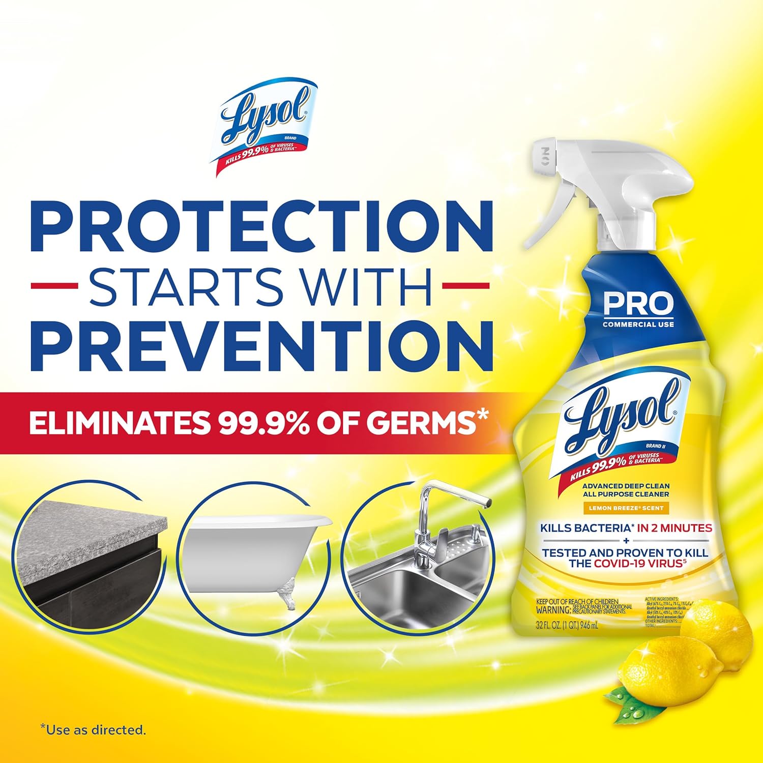 Lysol Limpiador multiusos profesional, spray desinfectante y desinfectante avanzado de limpieza profunda, para uso comercial, uso para limpiar y