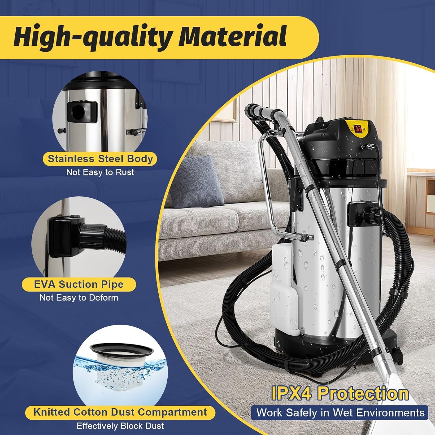 Máquina de limpieza comercial de alfombras, 1000 W, 110 V, 40 L11 galón, profesional, comercial, 3 en 1, limpiador de cepillo de piso, extractor de