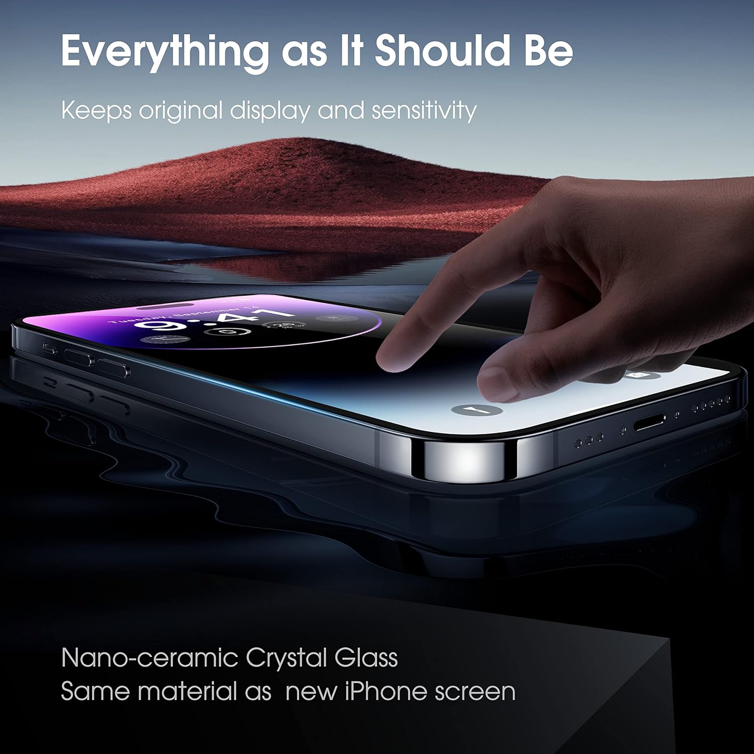 CASEKOO KooFilm – Protector de pantalla para iPhone 14 Pro Max Pantalla original Protección inastillable Vidrio templado dureza 9H, compatible con