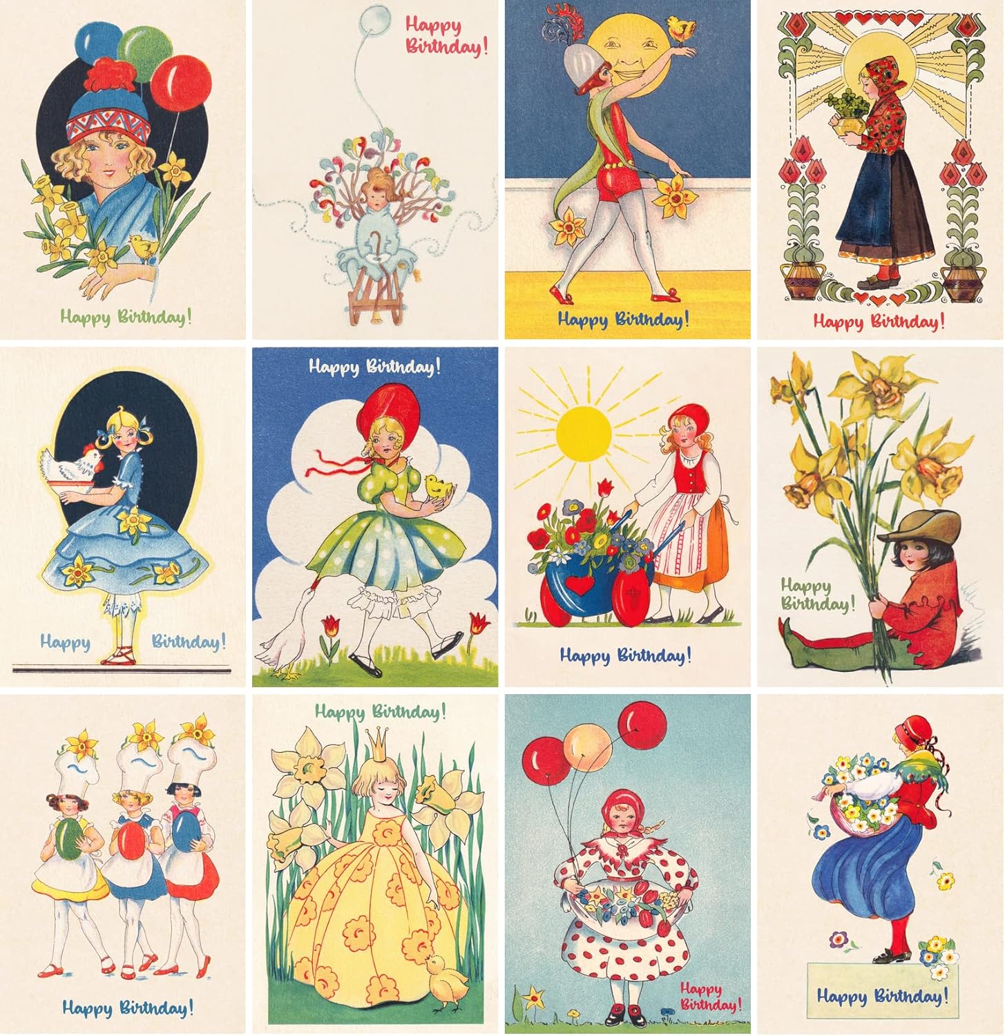 PIXILUV Tarjetas de felicitación de feliz cumpleaños, 12 tarjetas de notas  Sunny Flowers Wish you all the Best Cute Birthday Cards for Mom and Dad