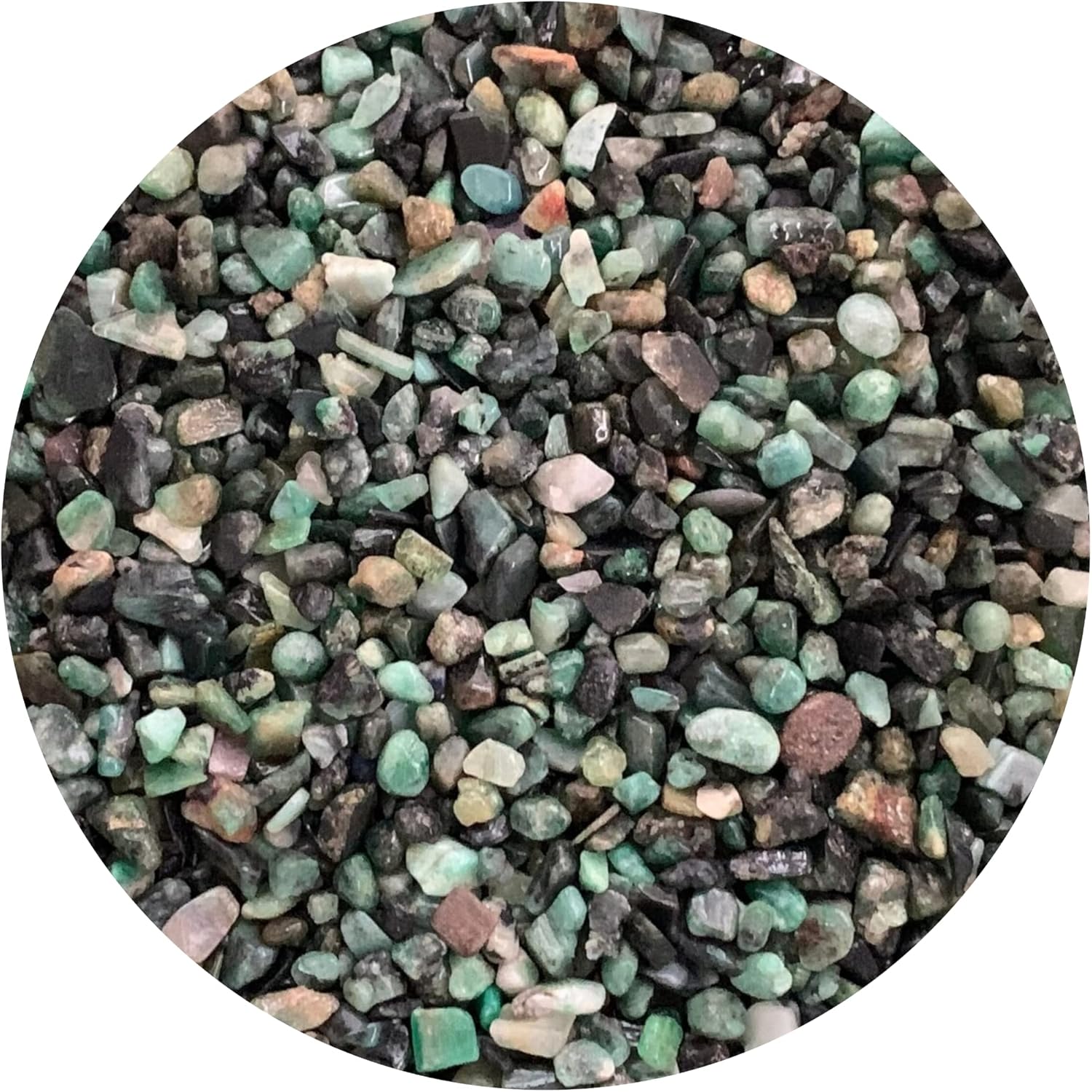 Chips de piedras preciosas semiesmeralda naturales de 0.5 libras, mini cristales triturados de esmeralda, chips de cristal sin perforar (esmeralda)