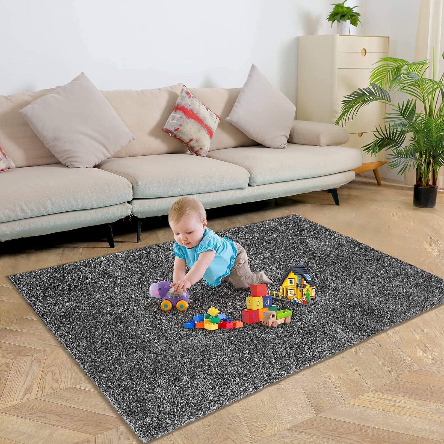 COZYLOOM Alfombra de pasillo de 2 x 6 pies, moderna para interiores, alfombra lanuda con respaldo de goma, suave y esponjosa, para entrada, pasillo,