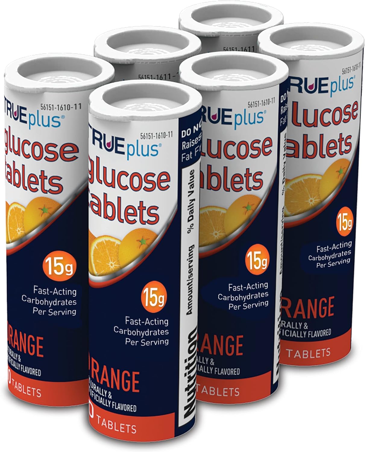TRUEplus Glucose Tablets, Orange Flavor – 6X 10ct Tubes