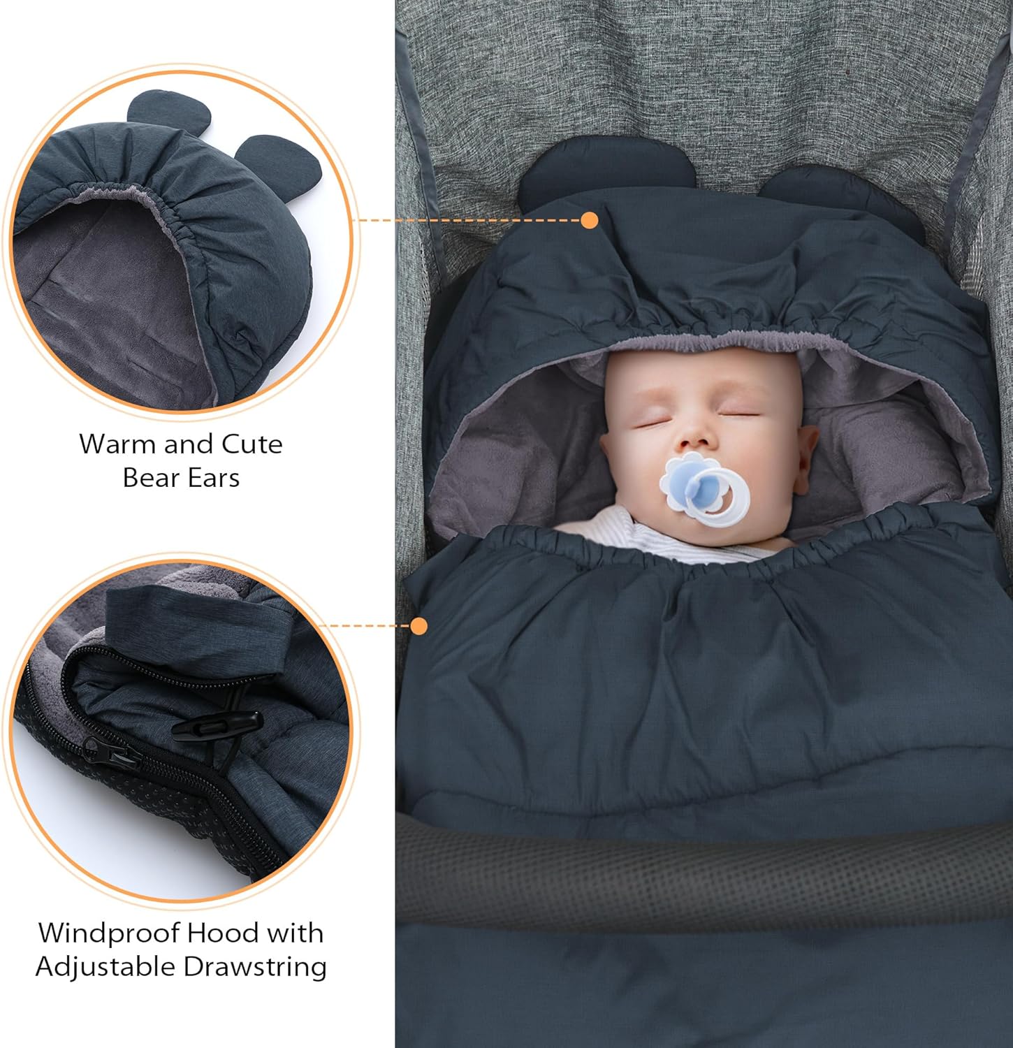 Bolsa para cochecito para bebé, bolsa de dormir para bebé, saco de dormir de invierno para cochecito de bebé, saco de dormir impermeable, cálido