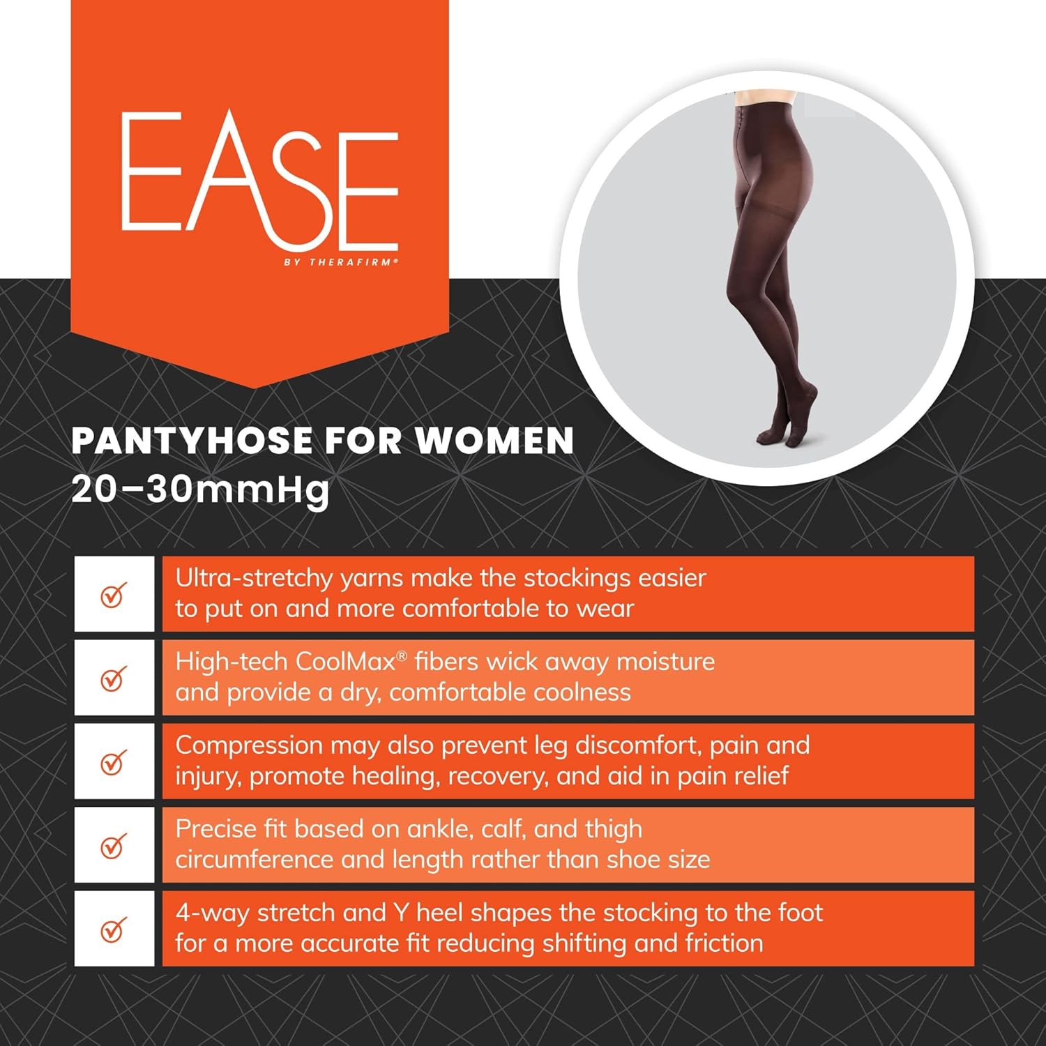 Pantimedias de apoyo para mujer de Ease Opaque  30-40mmHg firmes Graduados Medias de compresión