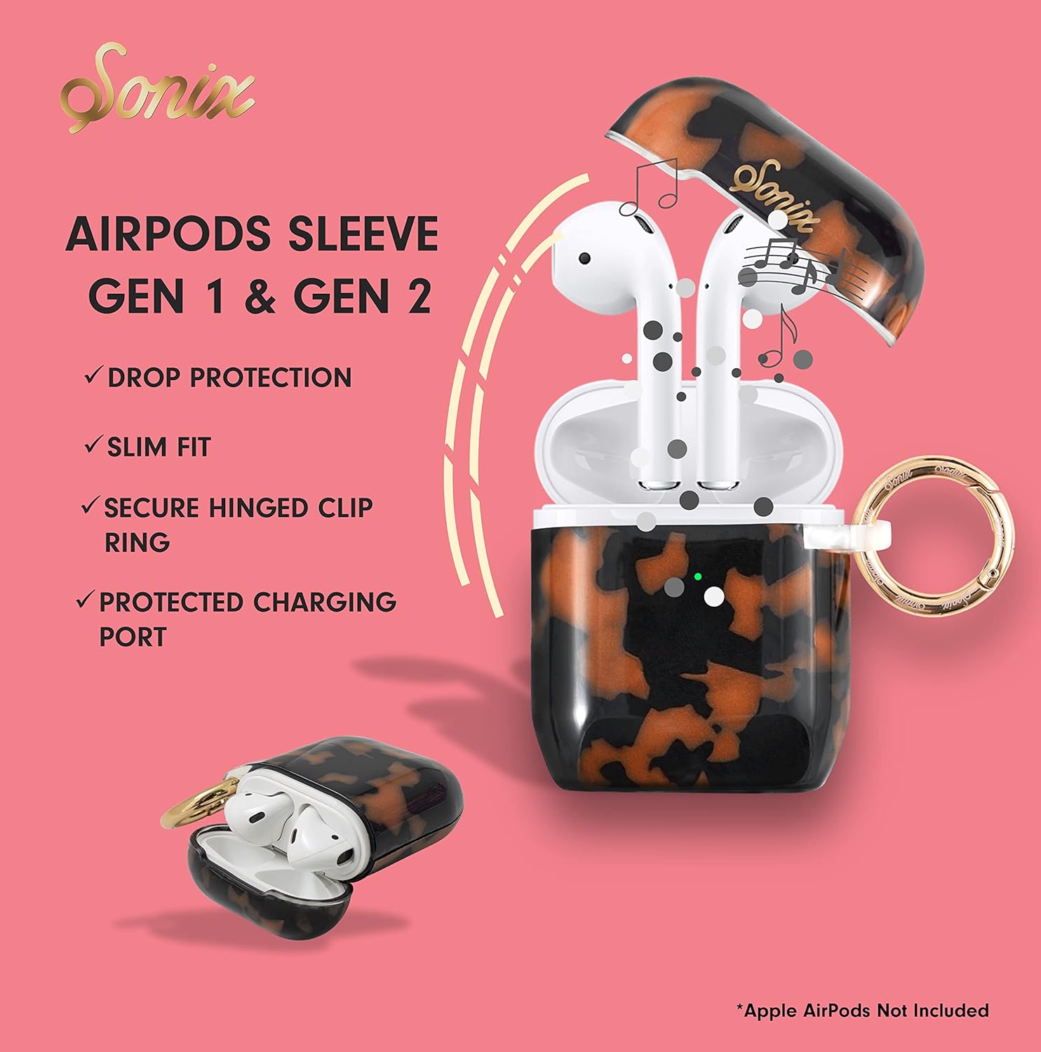 Sonix Funda marrón para Airpod Gen 1  Gen 2 tapa dura Funda protectora de leopardo para Apple Airpods