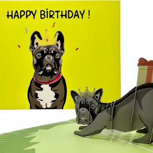 Tarjeta de felicitación de cumpleaños de Bulldog Francés, tarjeta divertida de papel de color 3D, cumpleaños de mamá y papá, marido, esposa, amigos Tarjeta de felicitación de cumpleaños de Bulldog Francés, tarjeta divertida de papel de color 3D, cumpleaños de mamá y papá, marido, esposa, amigos
