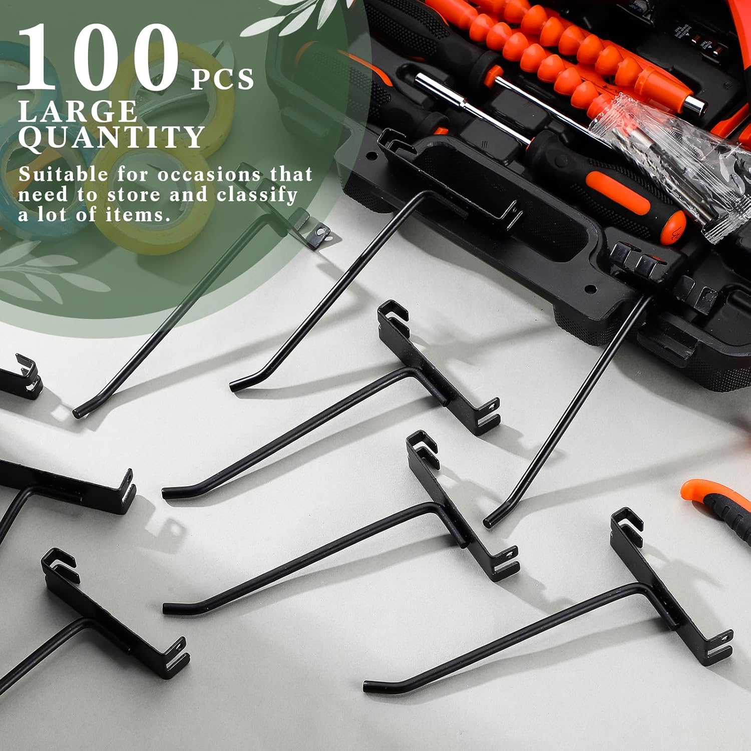 Zonon 100 ganchos de rejilla para pared, ganchos de rejilla de metal, accesorios de pared para venta al por menor, garaje, tienda, comercial, panel