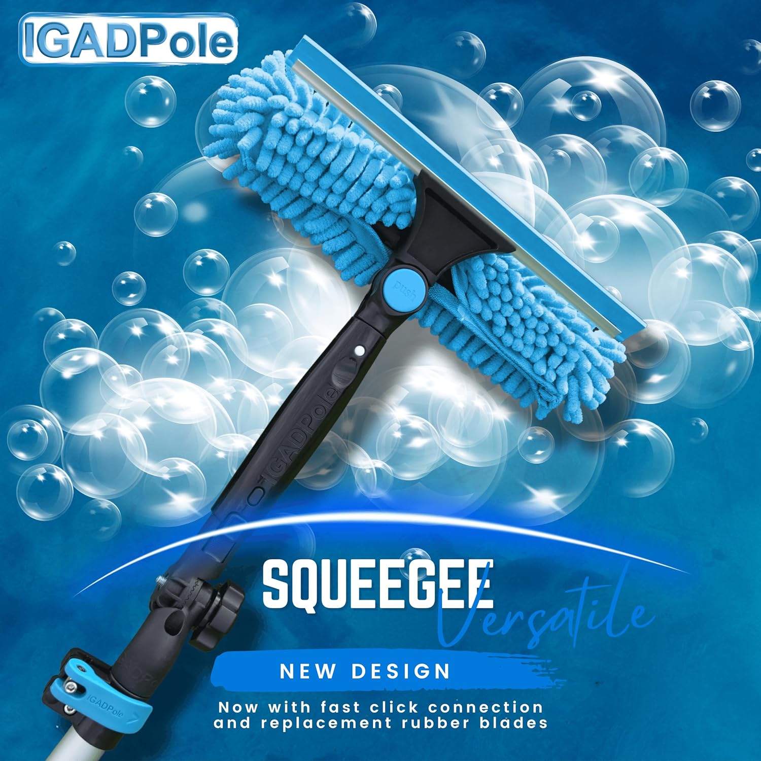 IGAD Pole Kit de limpieza de ventanas de 12 pies (11.8 ft), kit de limpieza de ventanas – Escobilla de escobilla de escobilla de escobilla de agua,