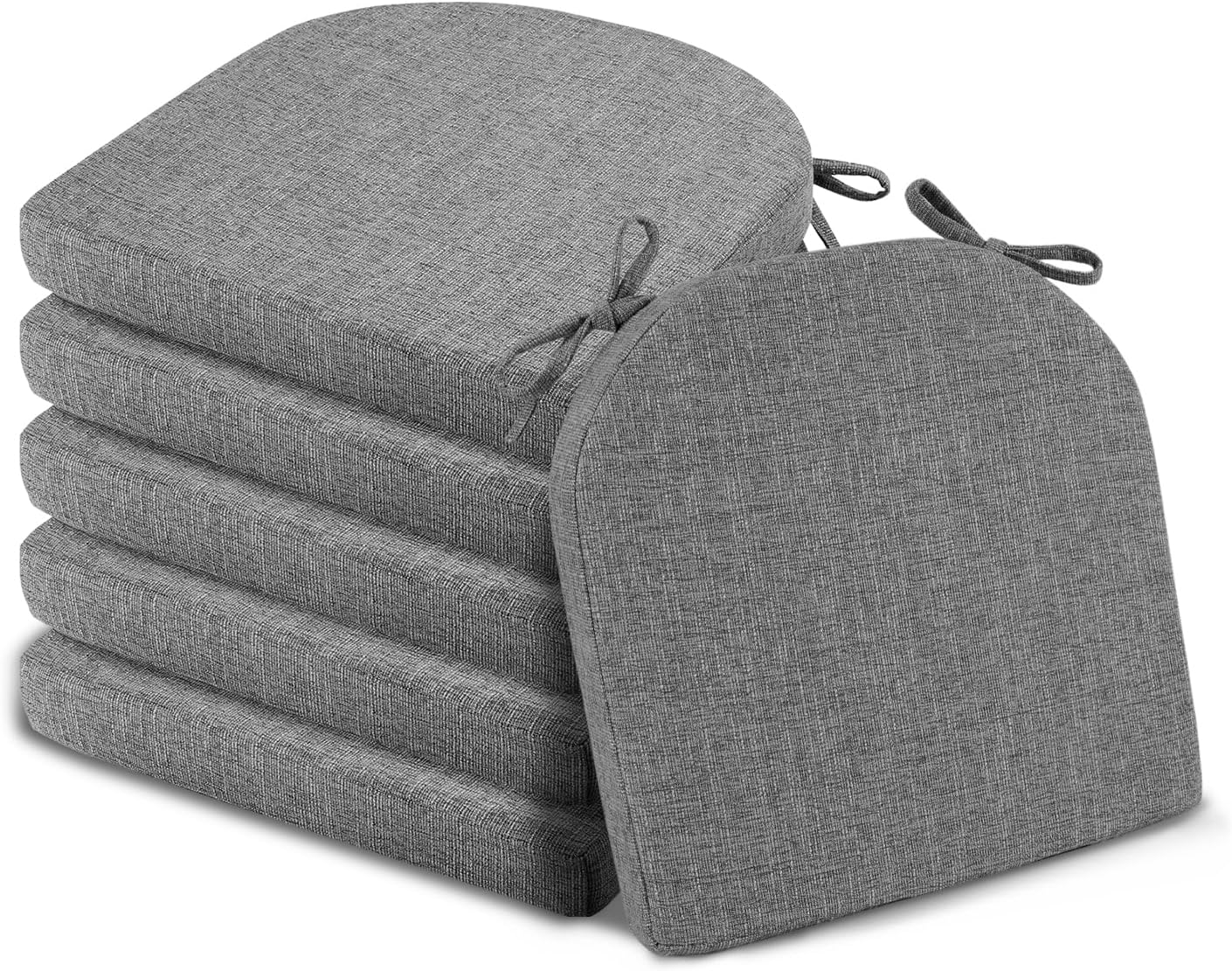Basic Beyond Cojines para sillas de comedor, 6 unidades, cojines de espuma viscoelástica con lazos y respaldo antideslizante, almohadillas para