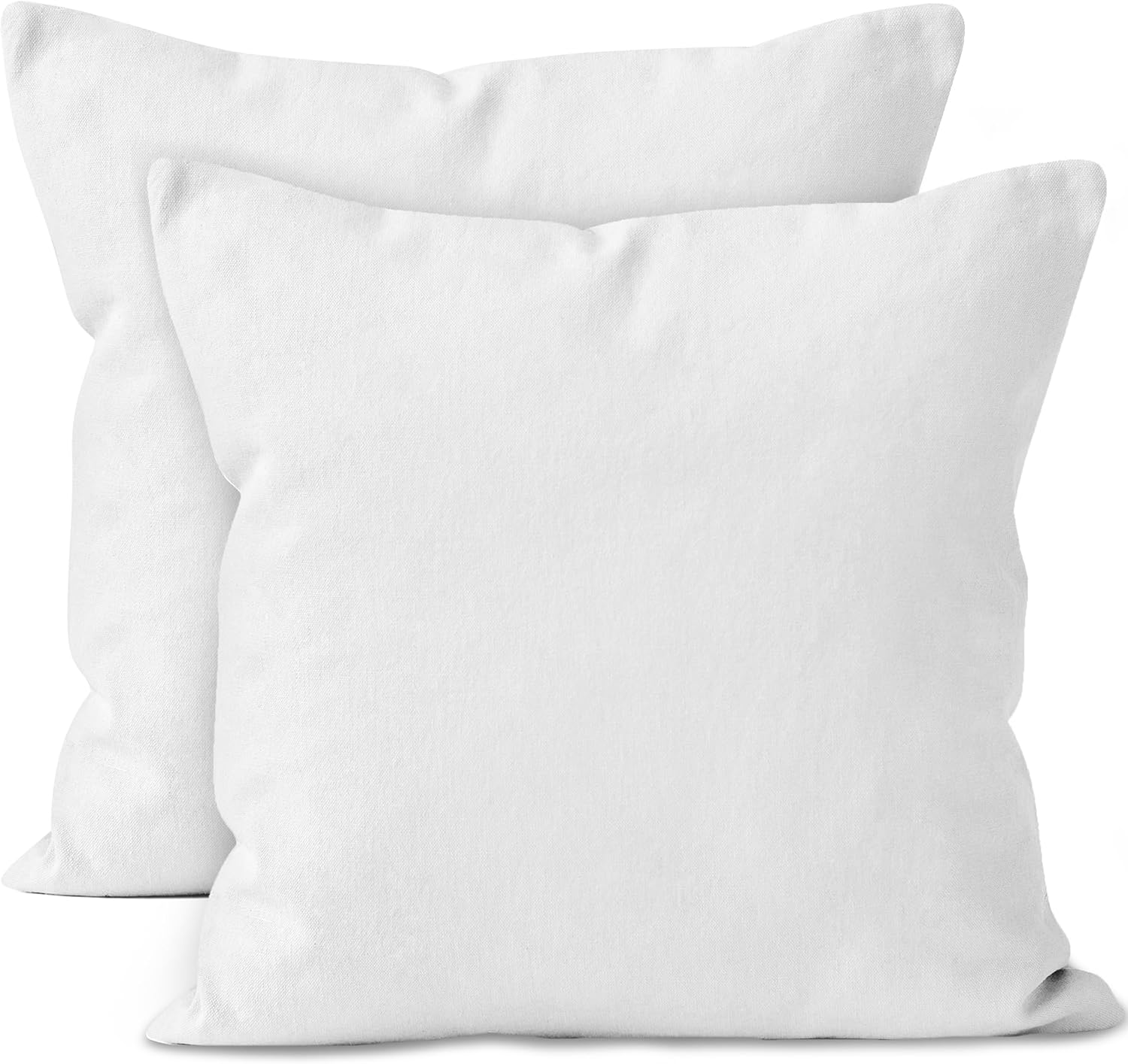 Encasa – Juego de 2 fundas de almohada de lona de algodón de 26 x 26 pulgadas, sin relleno, con cremallera oculta, fundas de cojín decorativas para