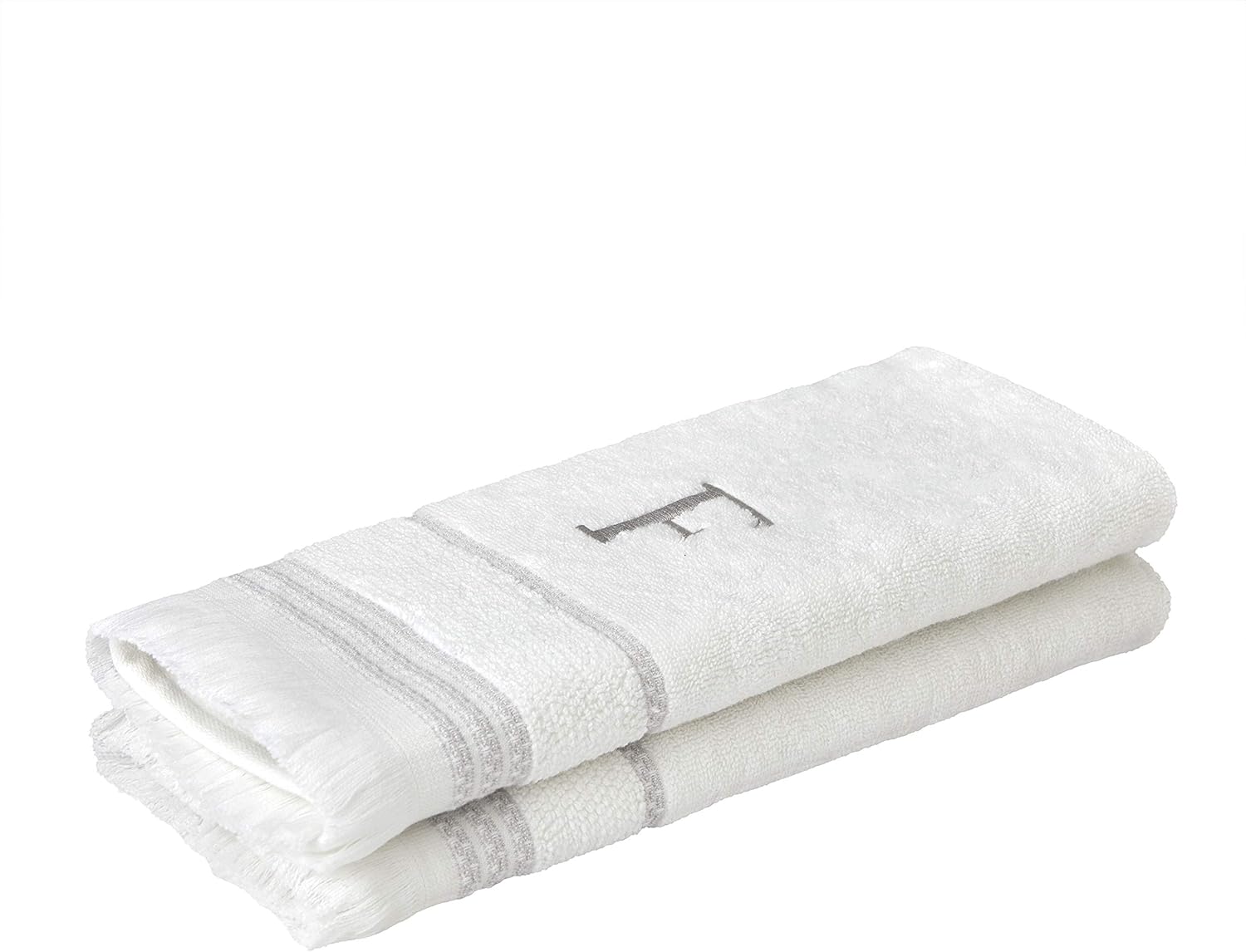 SKL Home Casual Monogram – Juego de toallas de mano, F, 16 x 26 pulgadas, color blanco, 2 unidades
