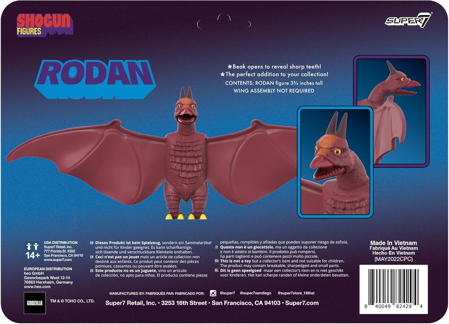 Super7 Shogun Toho Rodan – Figura de acción Toho de 3.75 pulgadas, coleccionables de películas clásicas y juguetes retro