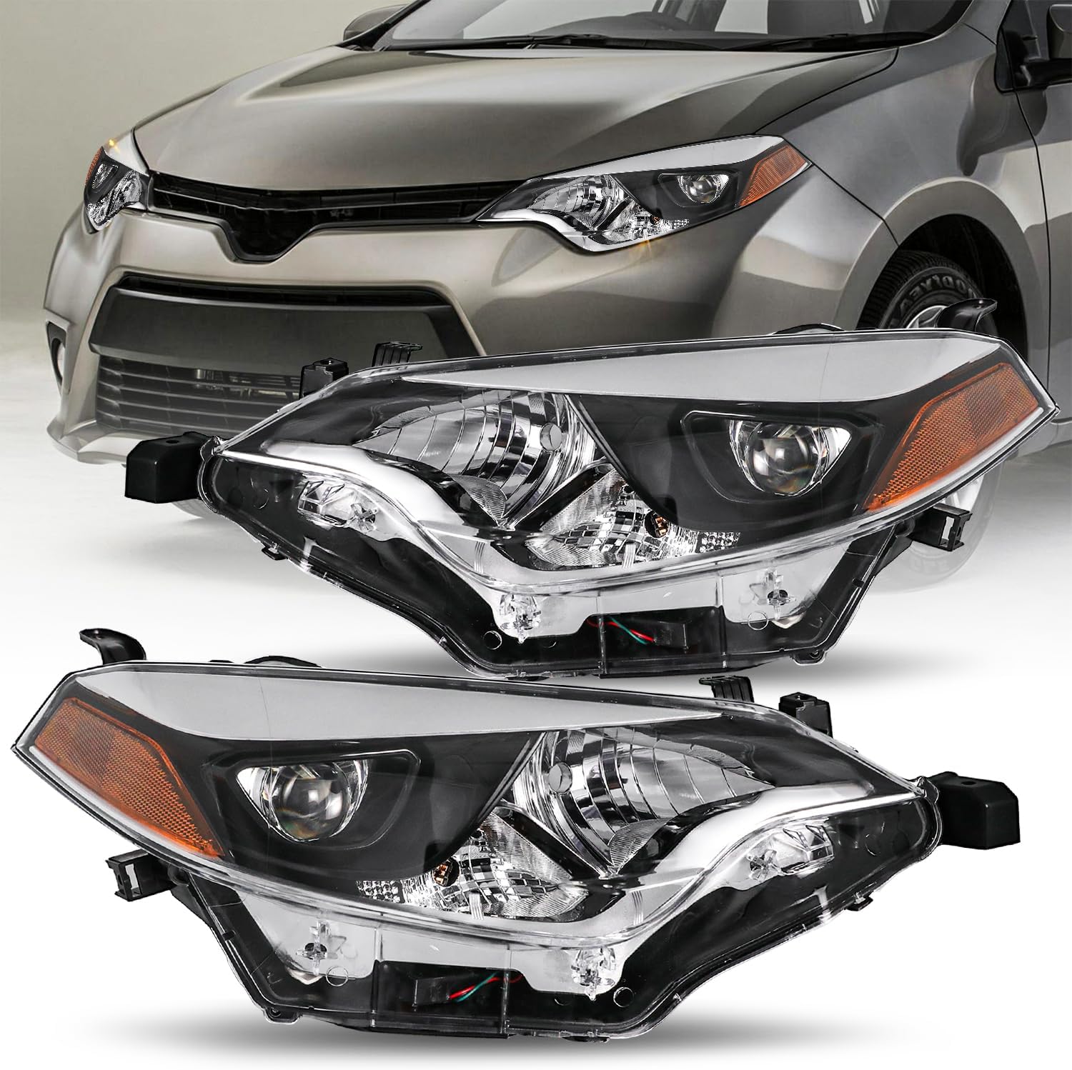 JSBOYAT Repuesto de montaje de faros delanteros para Toyota Corolla BaseCECLE EcoLELS PlusSEdición especial Sedan 4 puertas LED lado del conductor y