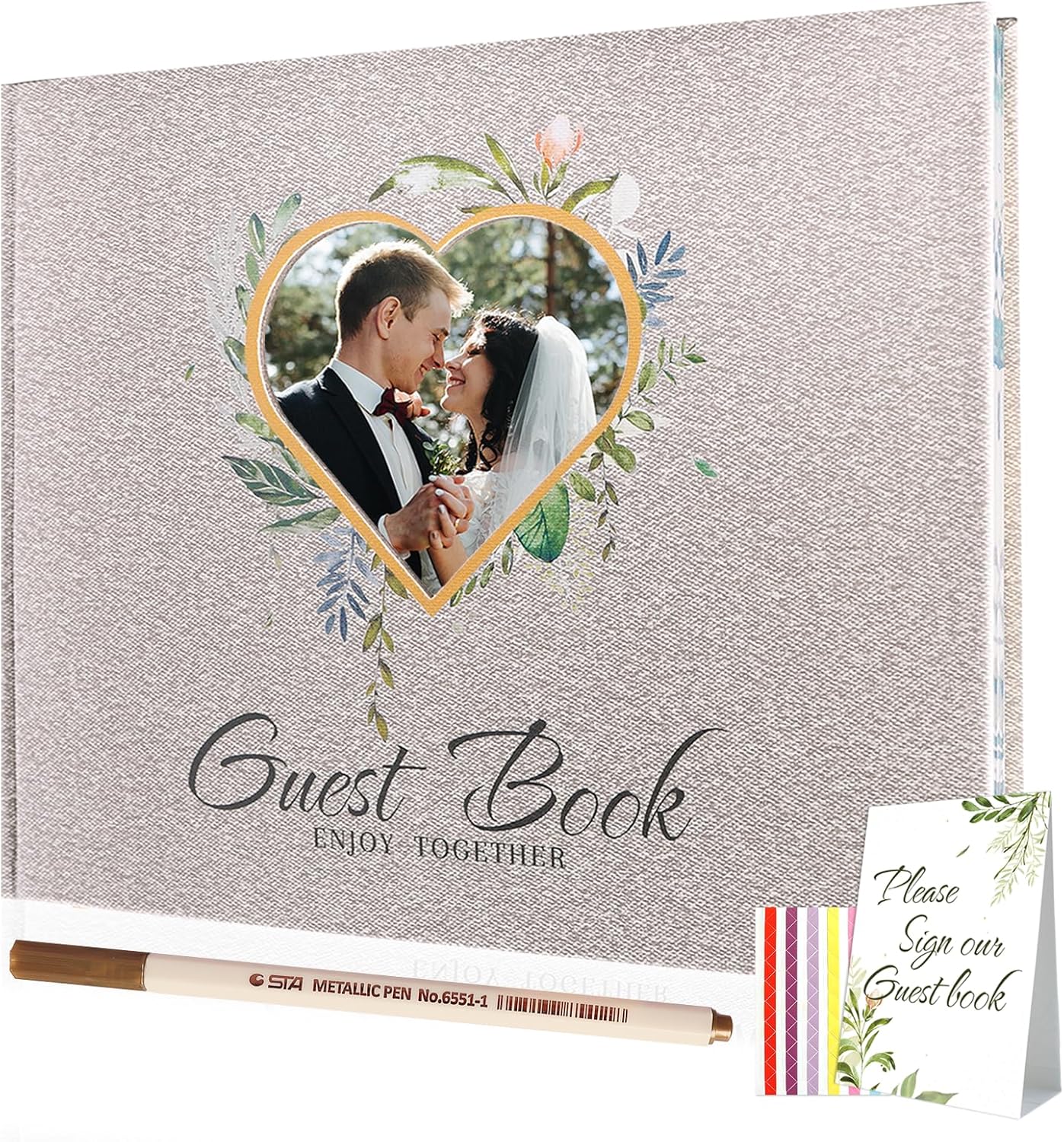 Libro de invitados de boda  Libro de invitados personalizado Polaroid para boda con bolígrafo, 120 páginas, tapa dura de 8 x 10 pulgadas, bueno como