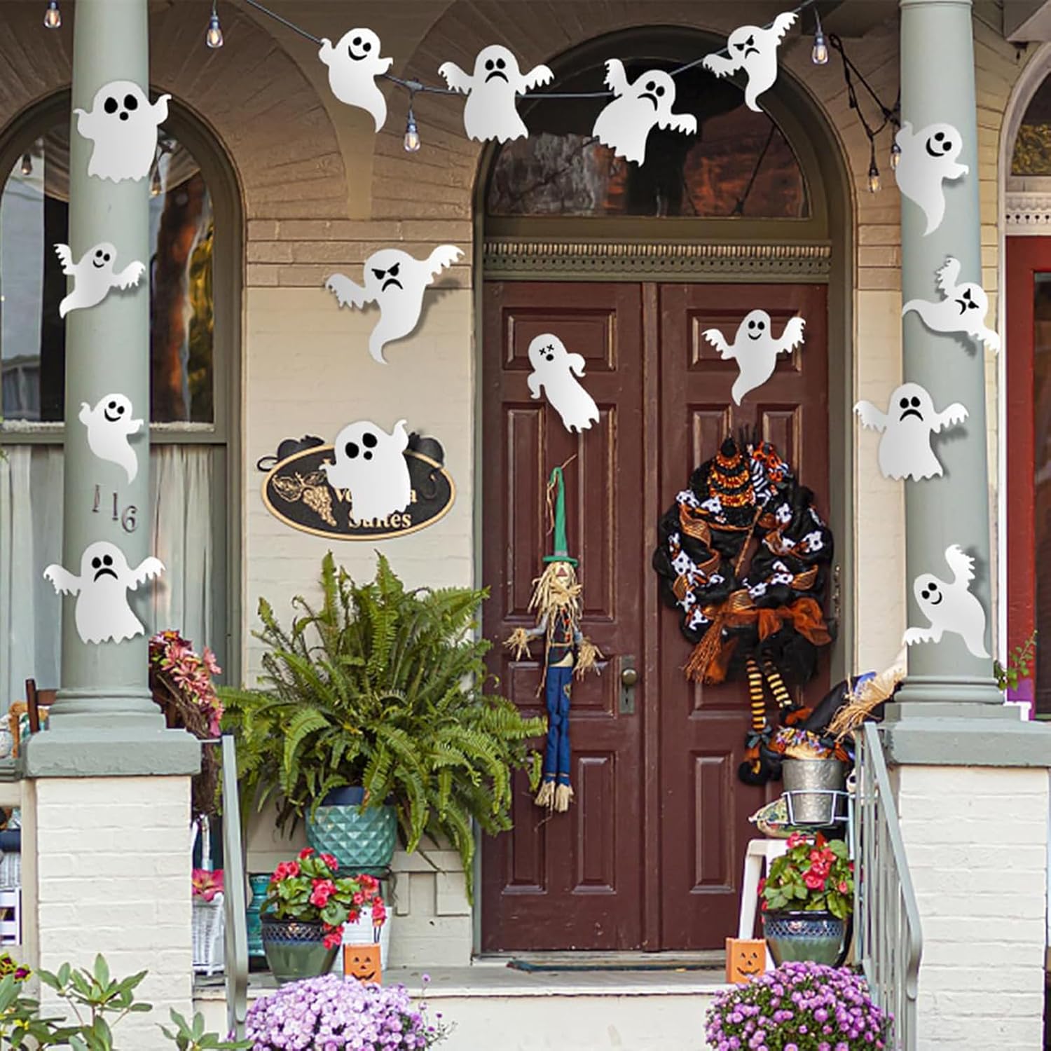 Decoración de pared de Halloween, 21 piezas de calcomanías de fantasmas 3D, calcomanías de pared de Halloween, reutilizables, autoadhesivas,