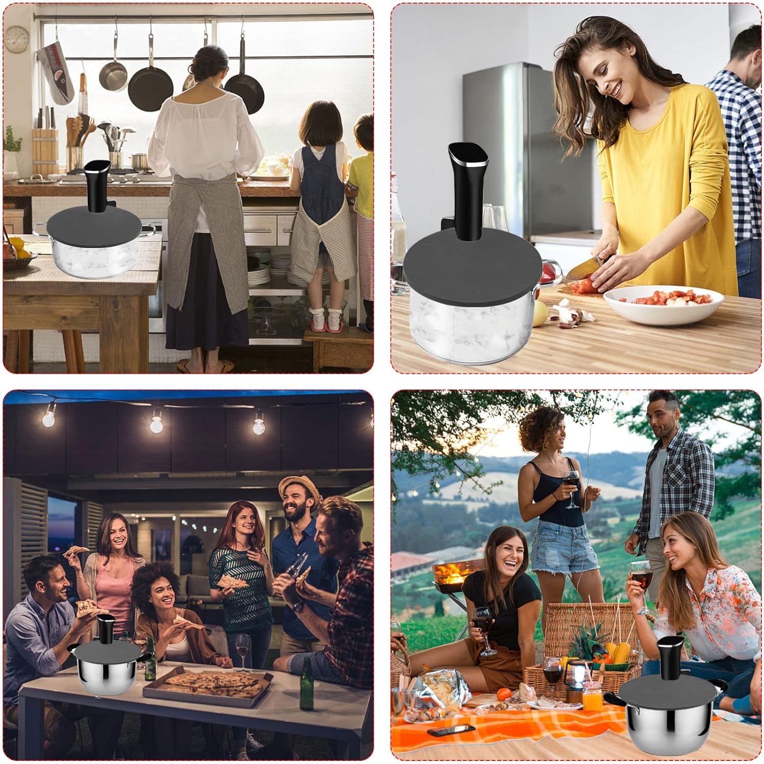 Sous Vacuum and Vide Lid Cooking Sous Vacuum and Vide Cooker Se adapta a ollas de hasta 10.5 pulgadas, evita la evaporación del agua y conserva el