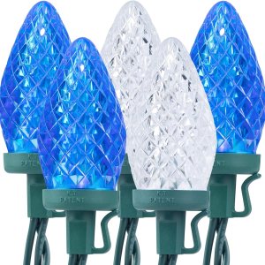 Brightown Tira de luces LED C9, 33 pies, 50 luces LED impermeables de fresa, cadena de luces de alambre verde extensible para decoración de fiesta Brightown Tira de luces LED C9, 33 pies, 50 luces LED impermeables de fresa, cadena de luces de alambre verde extensible para decoración de fiesta