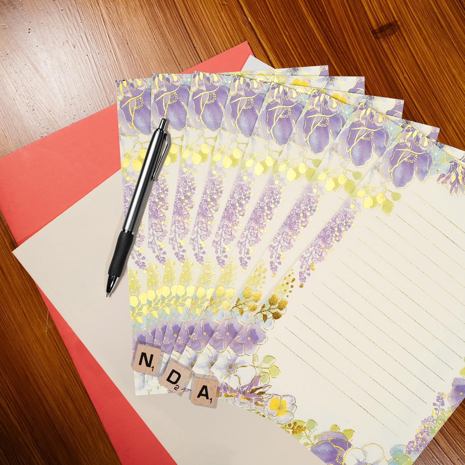 Juego de 64 hojas de papel de carta estacionaria  A5 lindo estampado de papel de papel de escritorio forrado elegante para escribir letras, álbumes