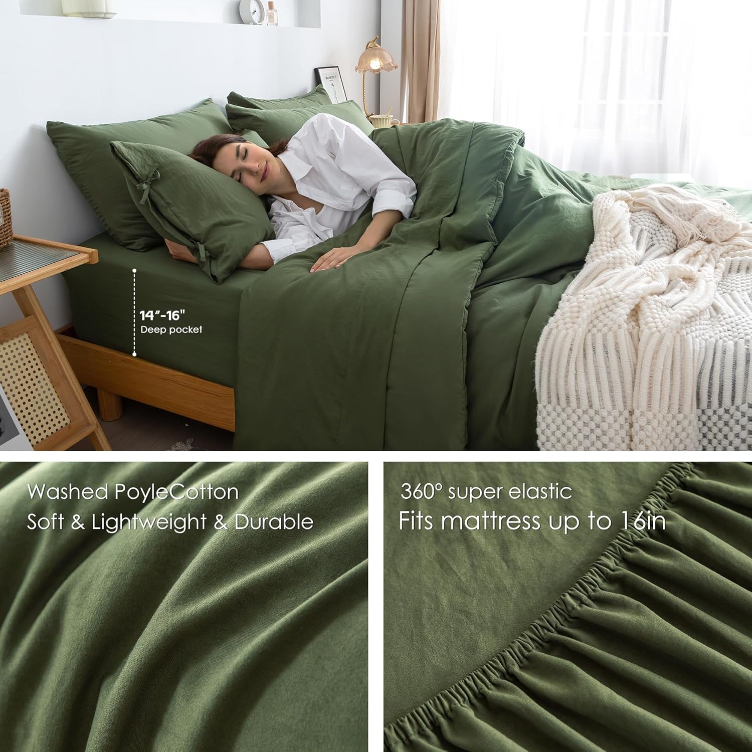 COTTEBED Juego de cama ultrasuave tamaño Queen con edredón y sábanas  Uso para todas las estaciones, ropa de cama de 7 piezas en una bolsa, juego de