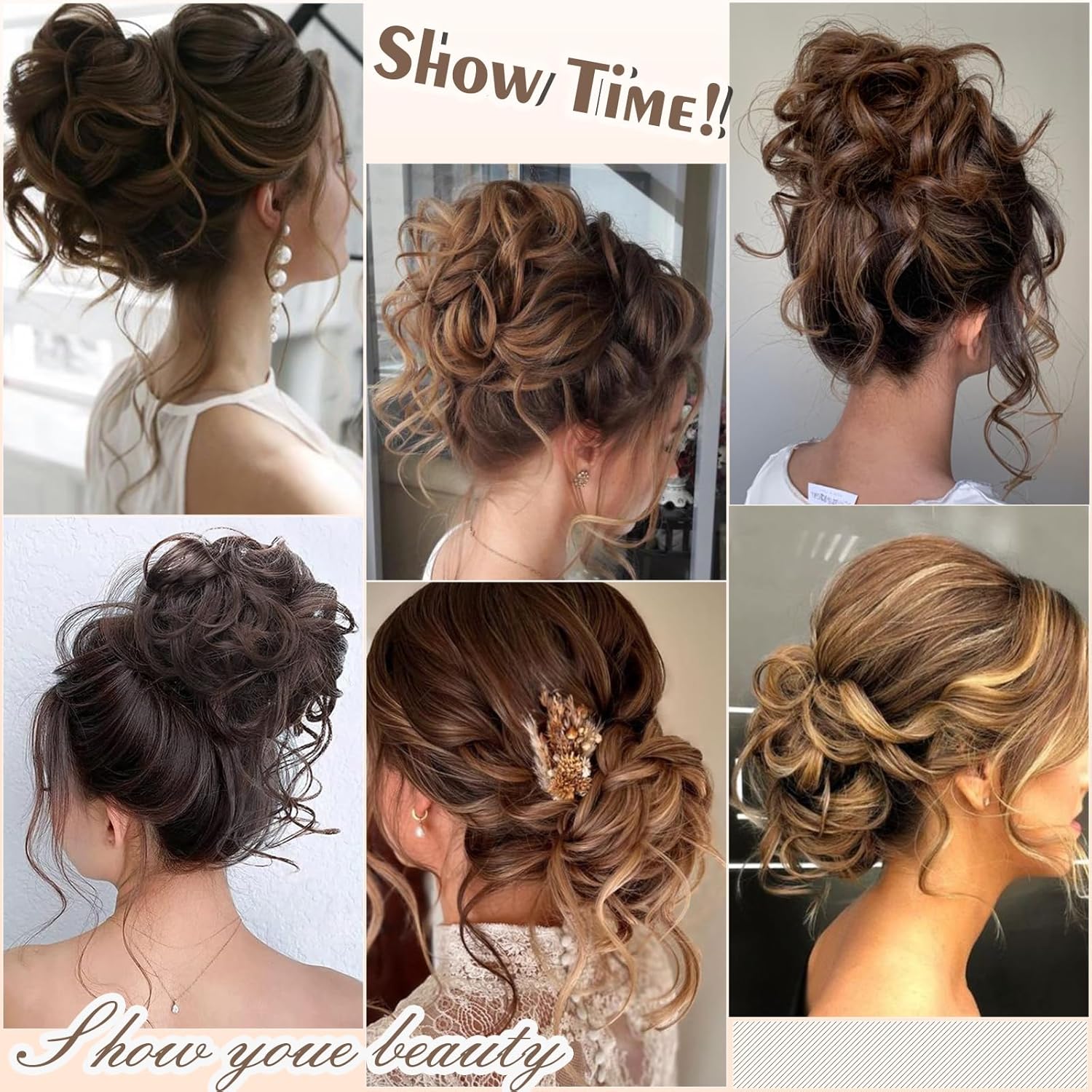 Wodelanle Moño de pelo desordenado con clip de garra para mujer, ondulado, rizado, moños, clip de garra, extensiones de cabello despeinado para uso