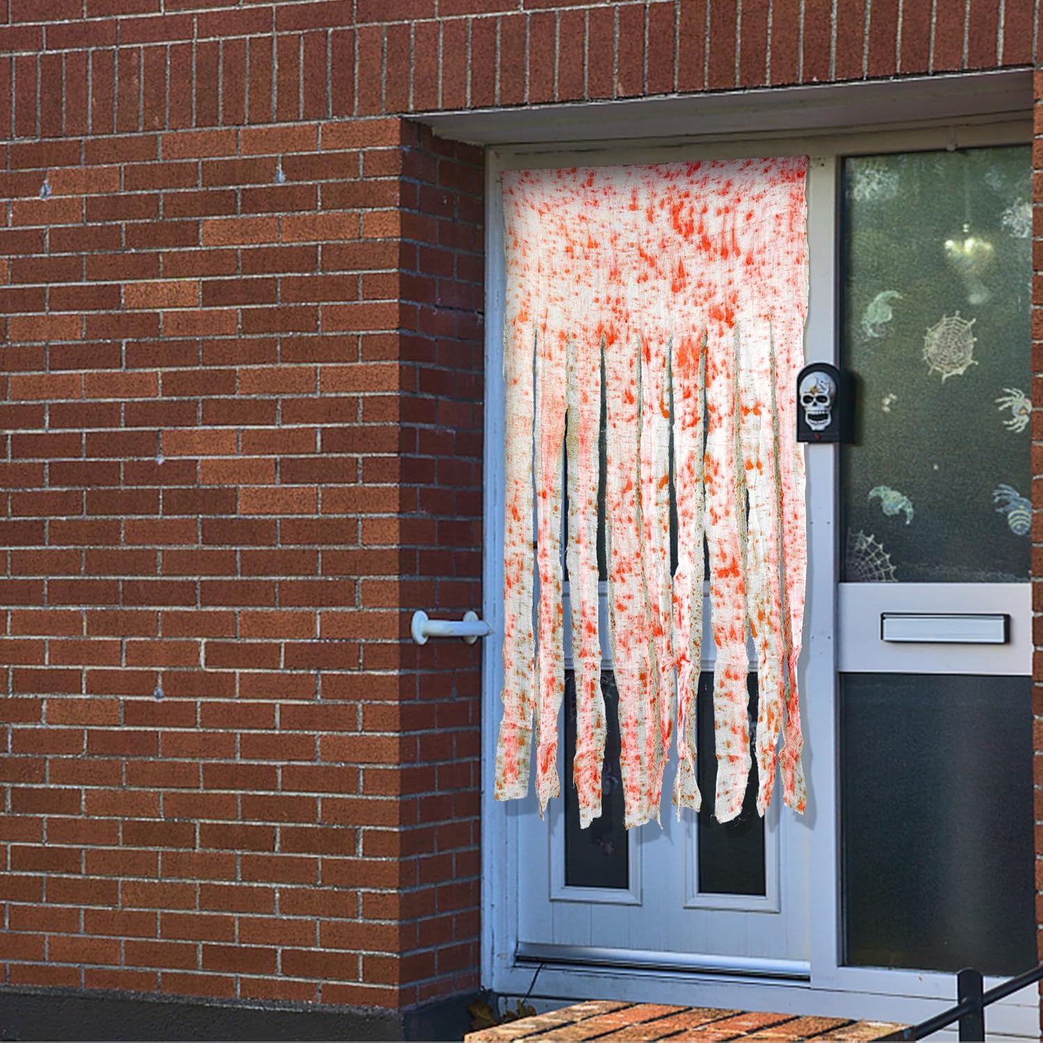 Watayo 8 piezas de cortinas de puerta de Halloween, cortina sangrienta de 65 x 39 pulgadas, cortina espeluznante para decoración de casa embrujada