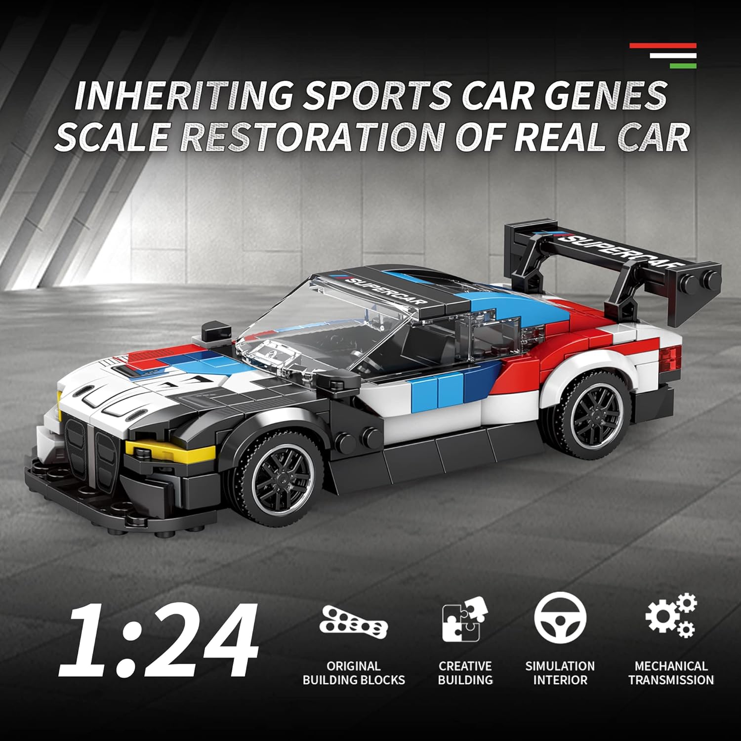 ZYLEGEN Juguetes de autos de carreras M4 GT3, kit de construcción de modelos de hiperauto, modelo de exhibición de vehículos de carreras