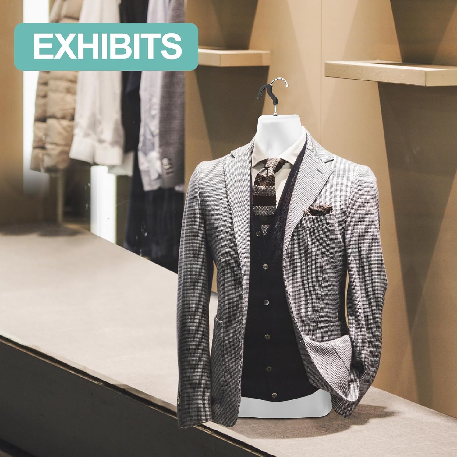 6 piezas de maniquí masculino torso blanco maniquí colgante cuerpo torso con ganchos, medio maniquí cuerpo hueco espalda para coser vestido y camisa