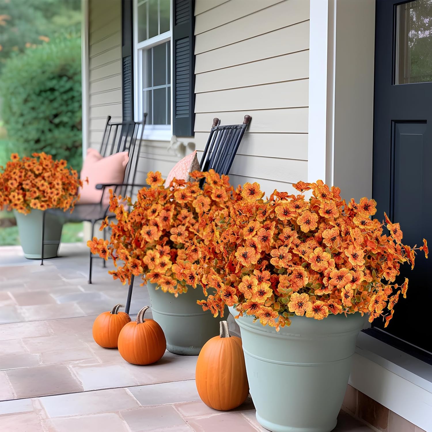 10 flores artificiales para exteriores, decoración de flores de plástico, resistentes a los rayos UV, plantas artificiales para interiores y