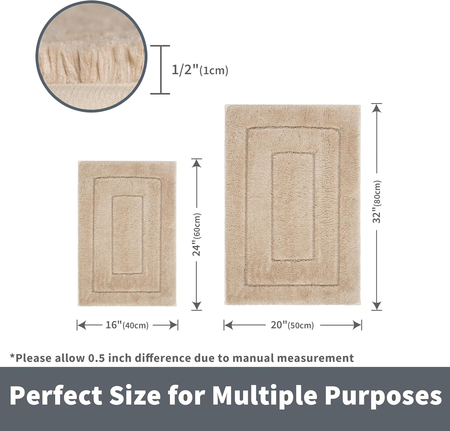 GRANNY SAYS Alfombras de baño antideslizantes, 16 x 24 pulgadas, alfombras de baño lavables para baño, tapetes de baño para suelo de baño, tapete de