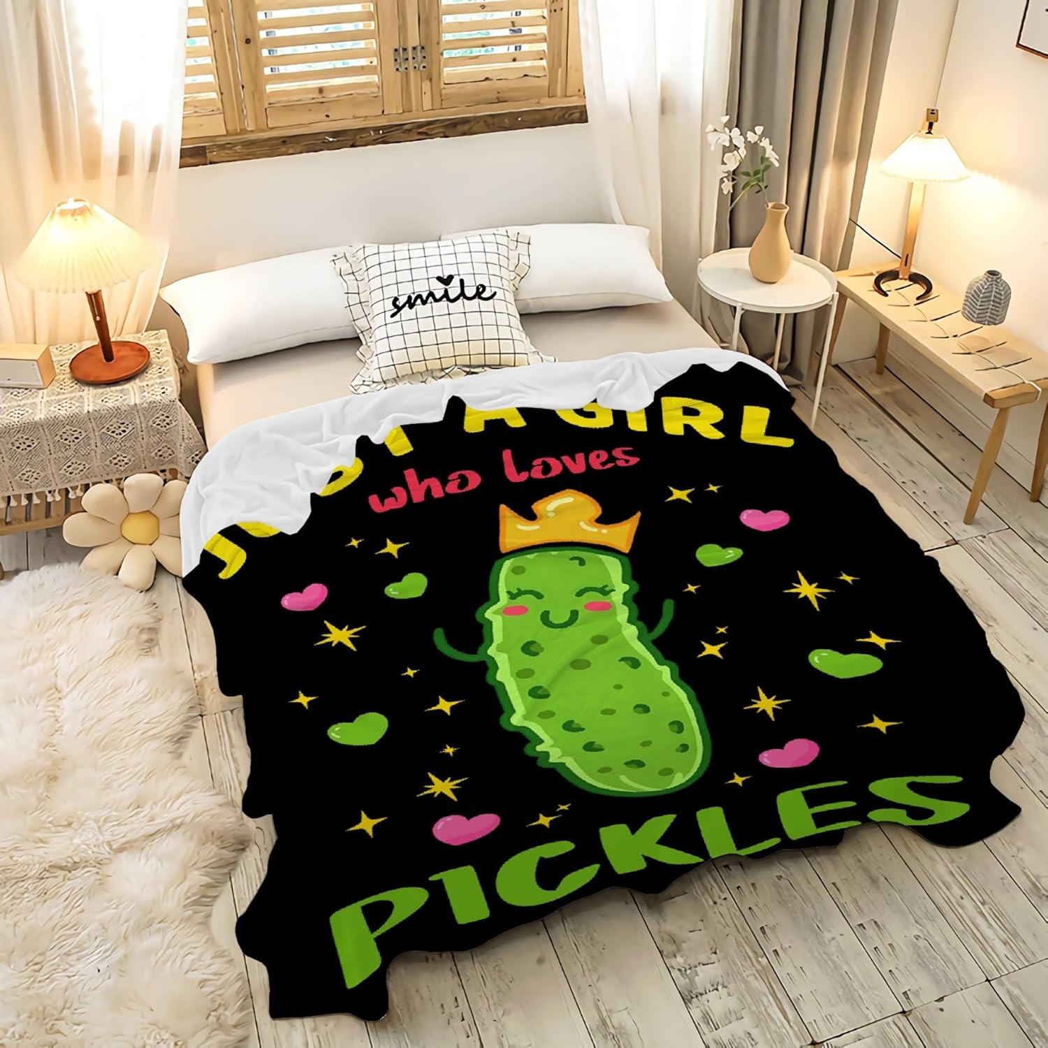 Just A Girl Who Loves Pickles – Manta para niños y niñas, regalo para los amantes de los pepinillos, franela suave y acogedora, ligera y cálida,