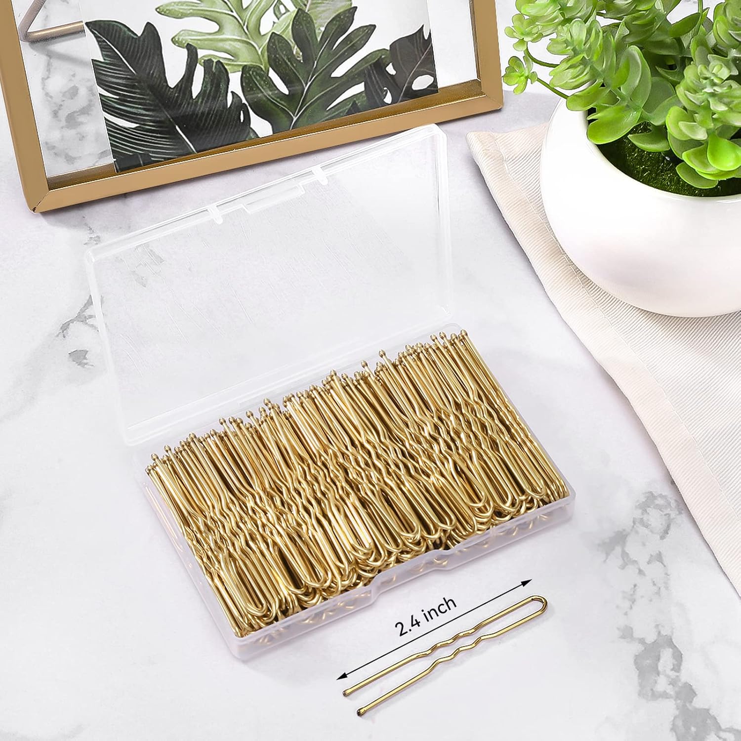 BEoffer Horquillas para el cabello en forma de U, 200 unidades de horquillas onduladas para mujeres y niñas con caja para peinados franceses, pinzas