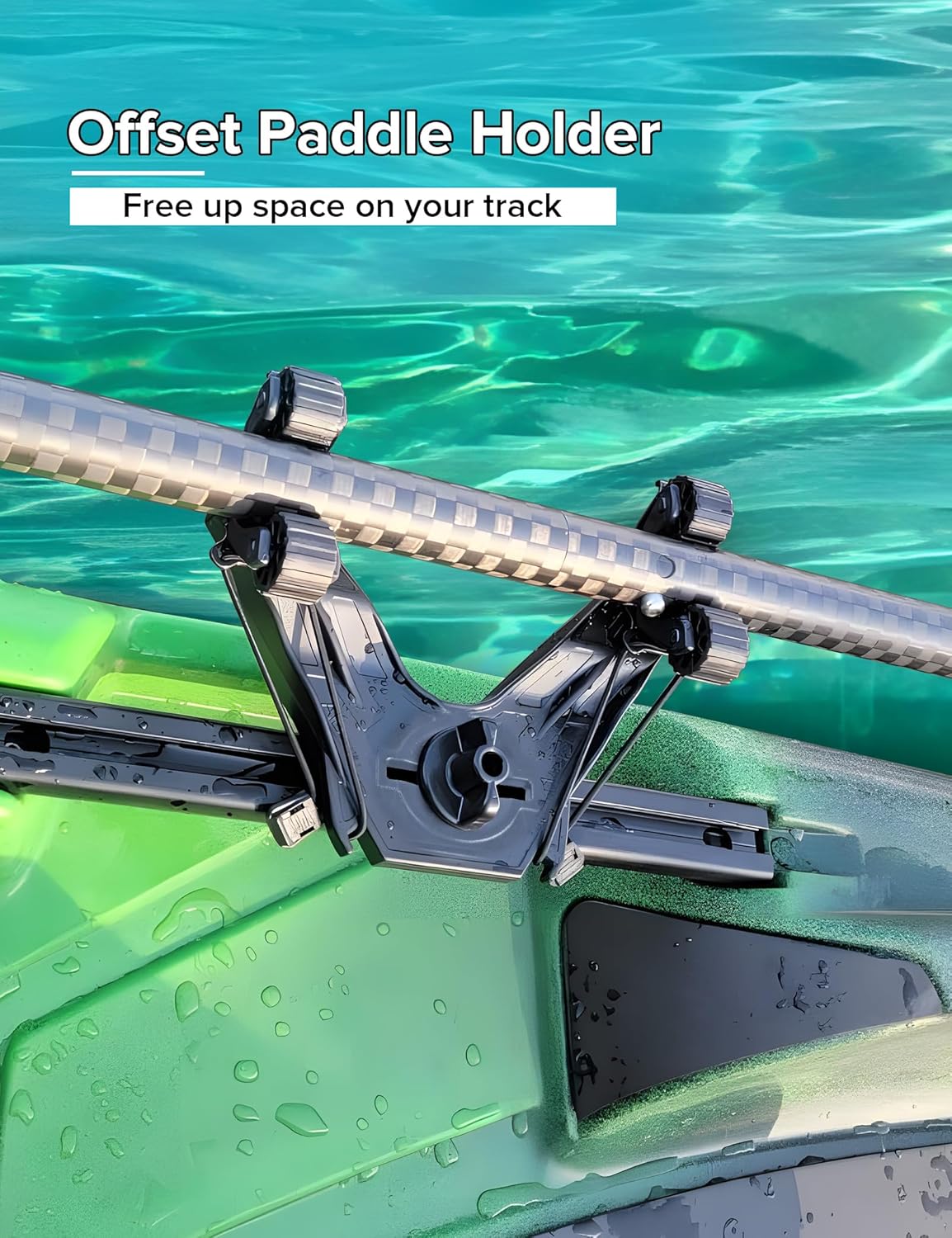 Kayak Paddle Holder, Kayak Accessories for Fishing, Dual Head Kayak Track Mount Accessories, Offset Paddle Holder for Kayaking, Kayak Rail