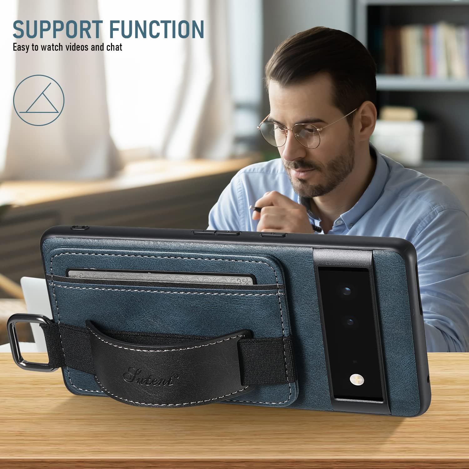 Asuwish Funda de teléfono para Google Pixel 6A 5G 2022 con protector de pantalla de vidrio templado y soporte delgado para tarjeta de crédito,