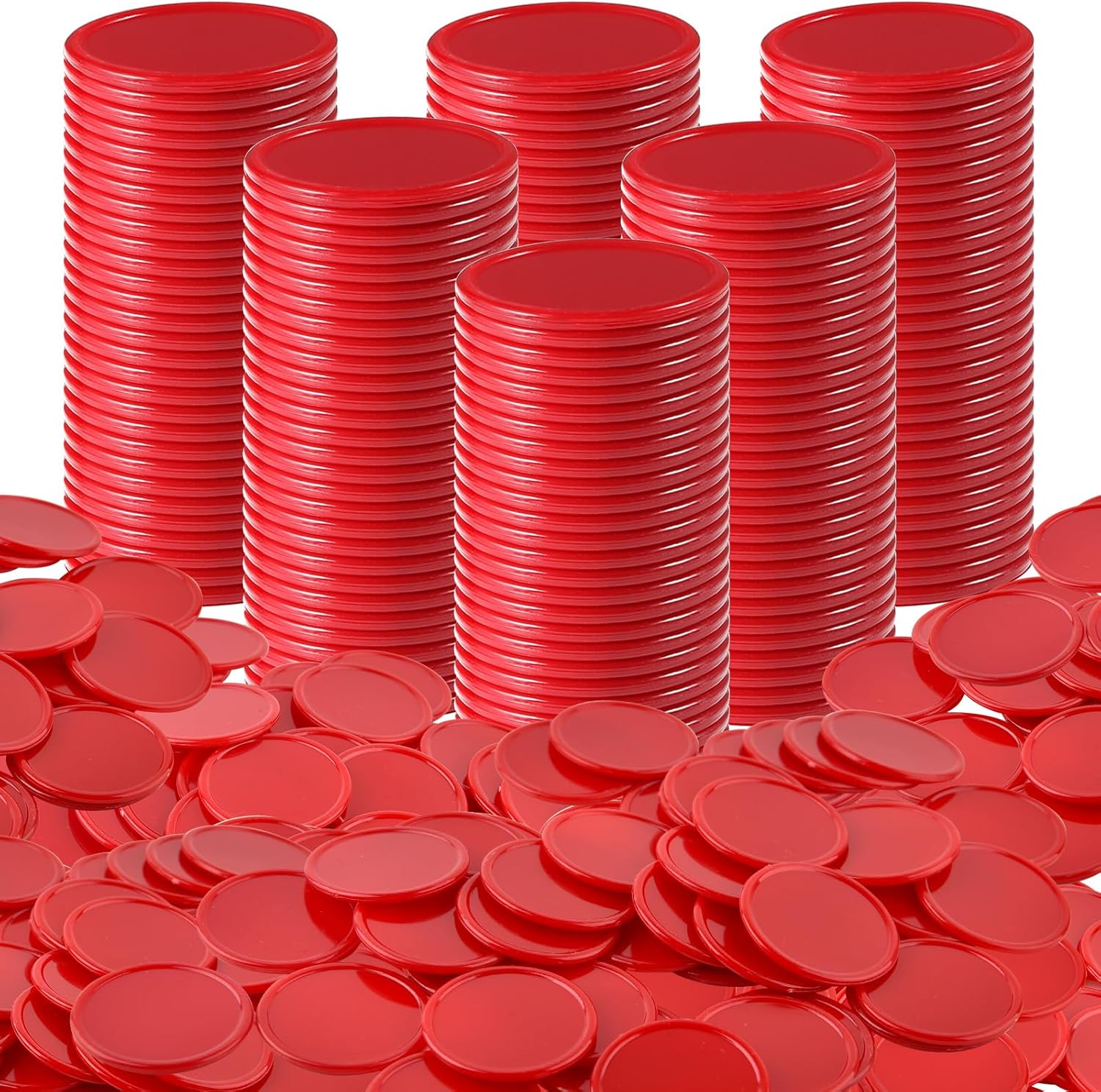 Coopay Discos de contador de aprendizaje de plástico de 1.5 pulgadas, discos de conteo de fichas de bingo para práctica de matemáticas y fichas de