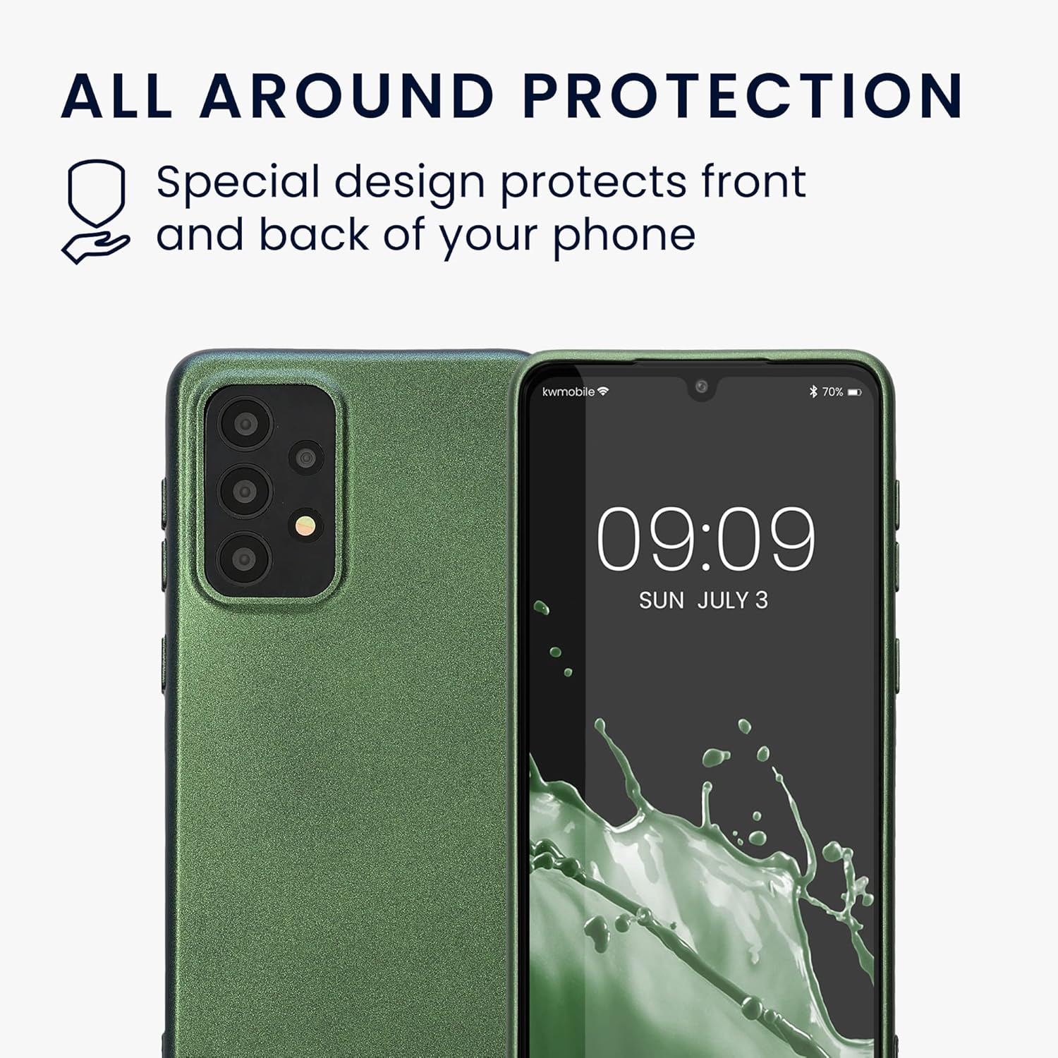 kwmobile Funda compatible con Samsung Galaxy A33 5G – Funda suave y flexible TPU Funda de teléfono Premium Color metálico – Verde bosque metálico
