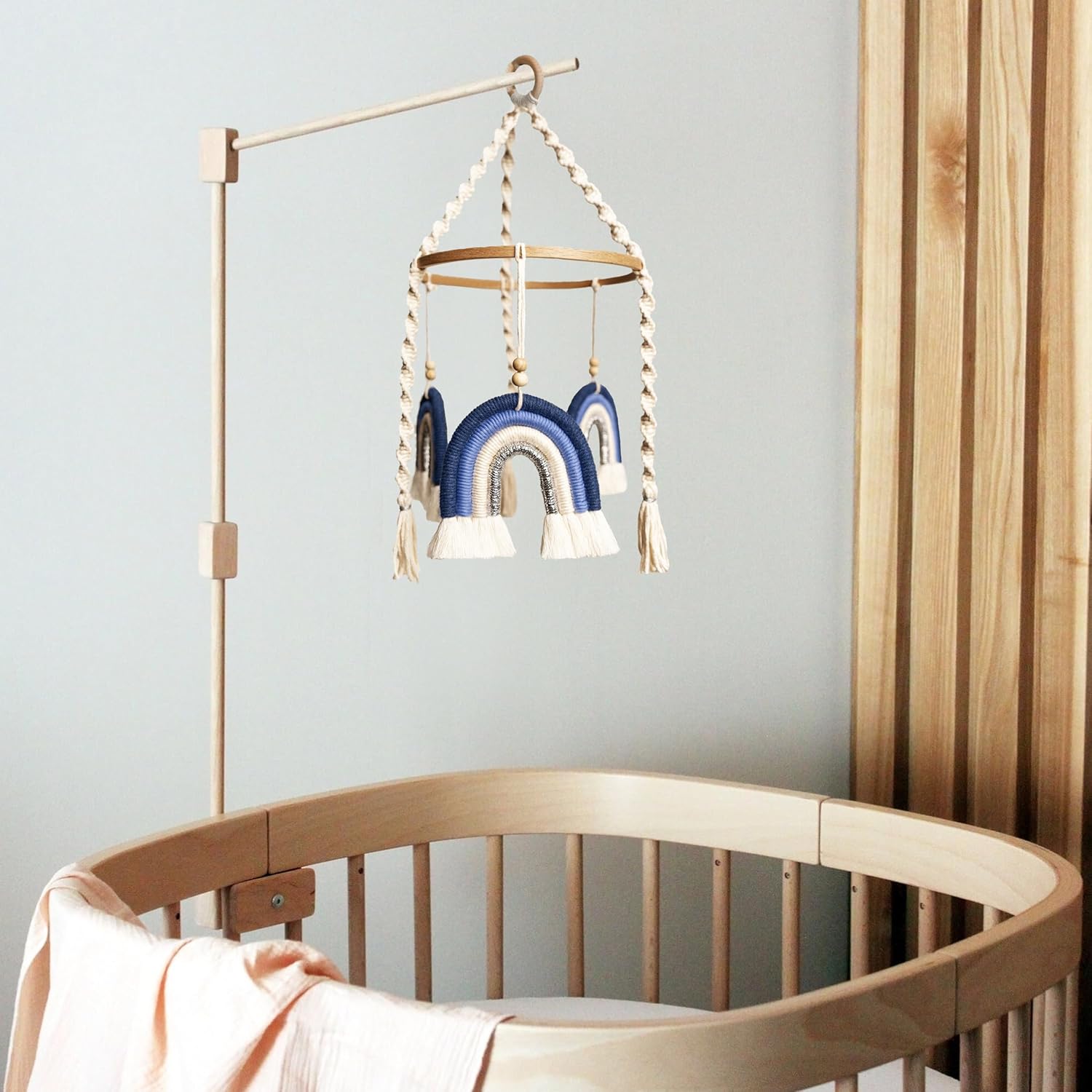 Móvil de cuna para niños, móvil de bebé arcoíris, móvil hecho a mano para cuna, móvil de macramé para cuna, móvil de cuna de bebé bohemio, móvil de