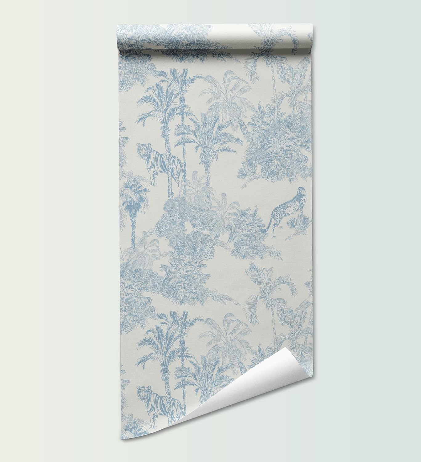 Papel tapiz de papel tapiz azul y blanco para despegar y pegar, pared de acento estilo chinoiserie francés, papel tapiz temporal para apartamentos,