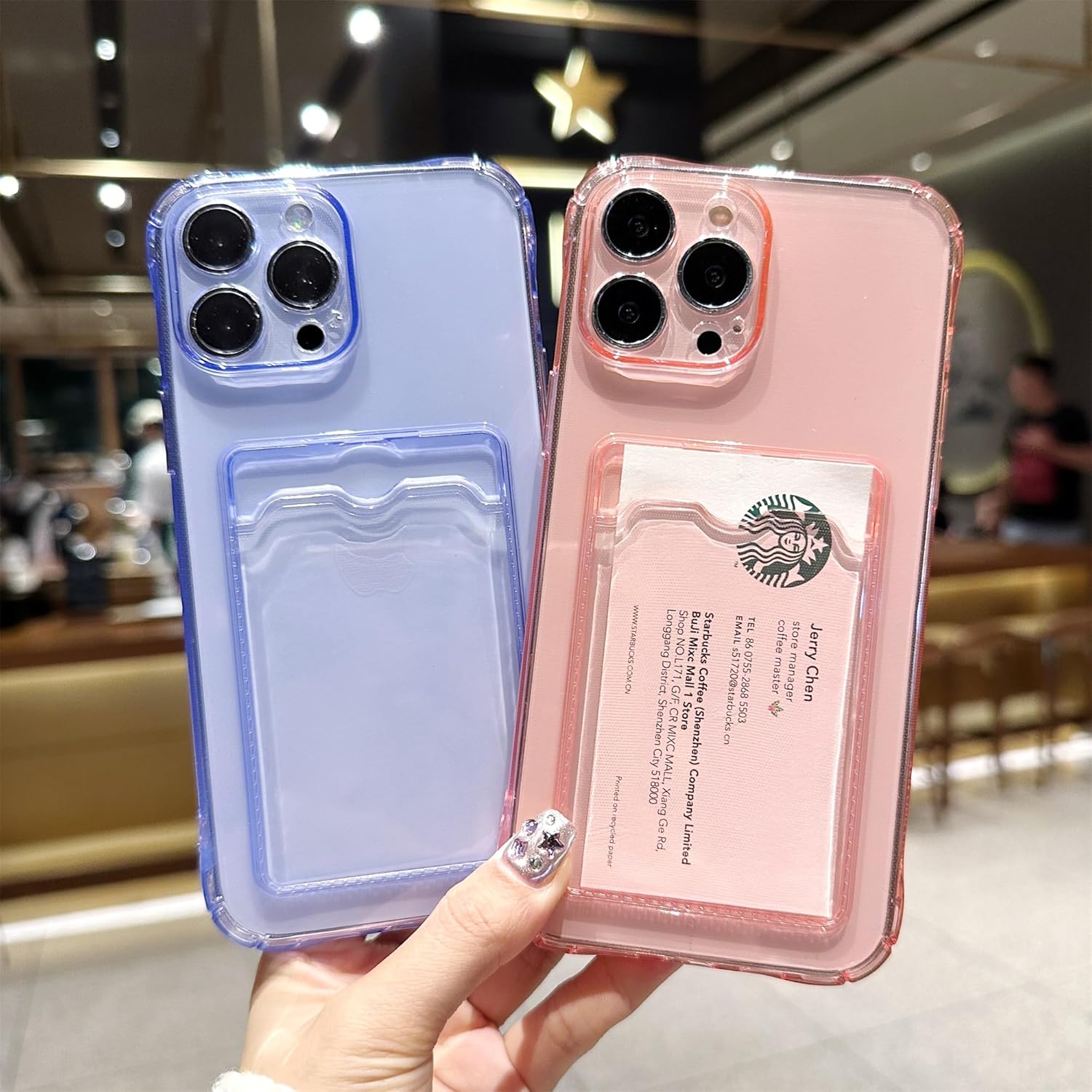 ADCOOG Funda compatible con iPhone 13 Pro, funda protectora transparente con ranura para tarjetas, ajuste delgado, de poliuretano termoplástico