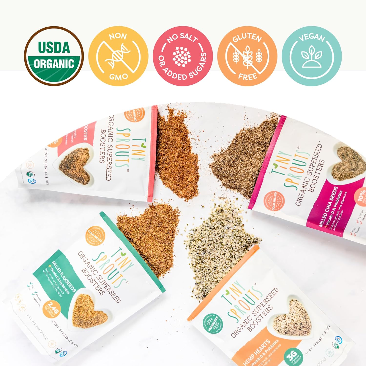 Superseed – Paquete variado con vitamina D + PROBIÓTICOS, proteína de fibra prebiótica Omega-3, semillas para bebés de 6 meses y niños pequeños para