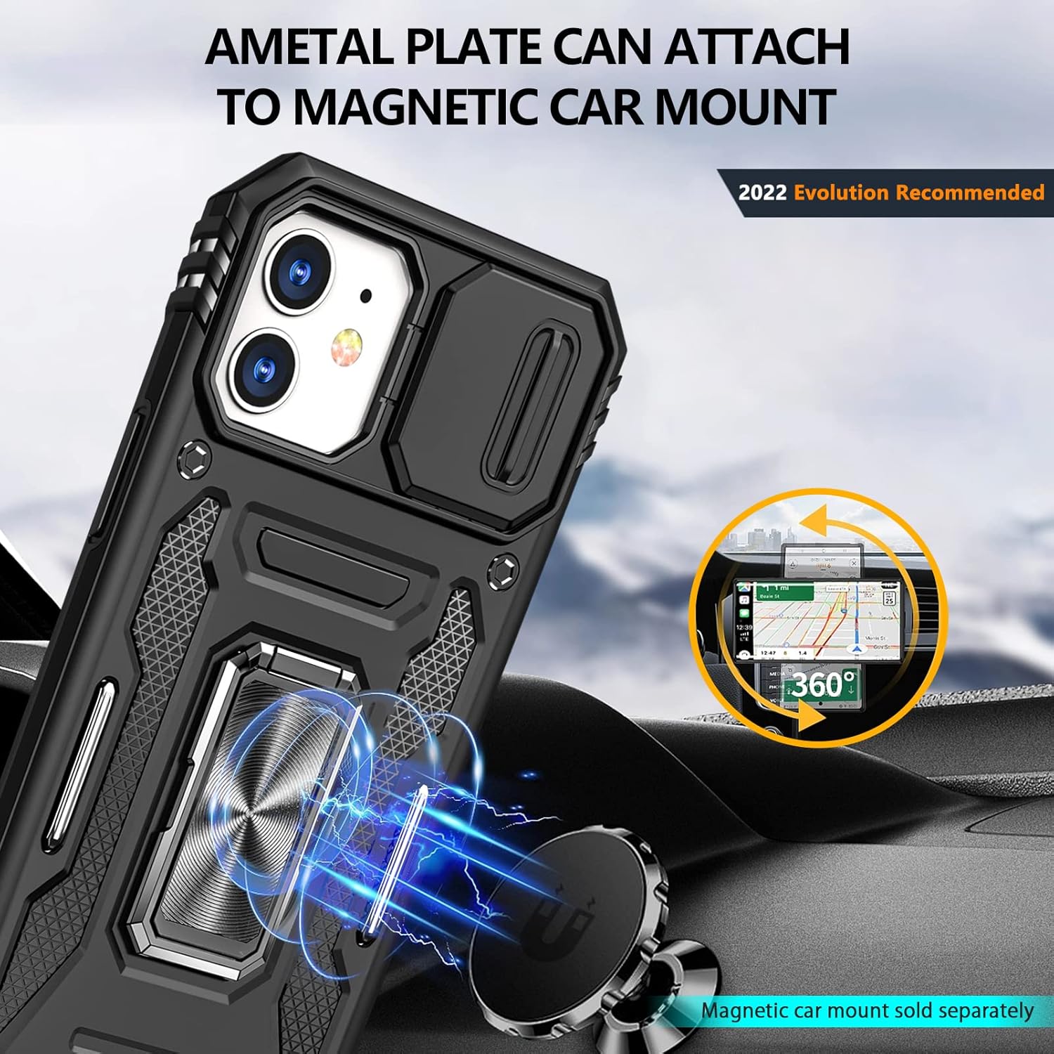MDM-KJZH-10-01 – Funda para iPhone 11 con soporte, a prueba de golpes de grado militar, protección dura de grado militar, protección de cámara,