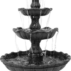 Sunnydaze Grand Courtyard – Fuente de agua para exteriores de 80 pulgadas, 4 niveles, bomba sumergible eléctrica, color negro Sunnydaze Grand Courtyard – Fuente de agua para exteriores de 80 pulgadas, 4 niveles, bomba sumergible eléctrica, color negro
