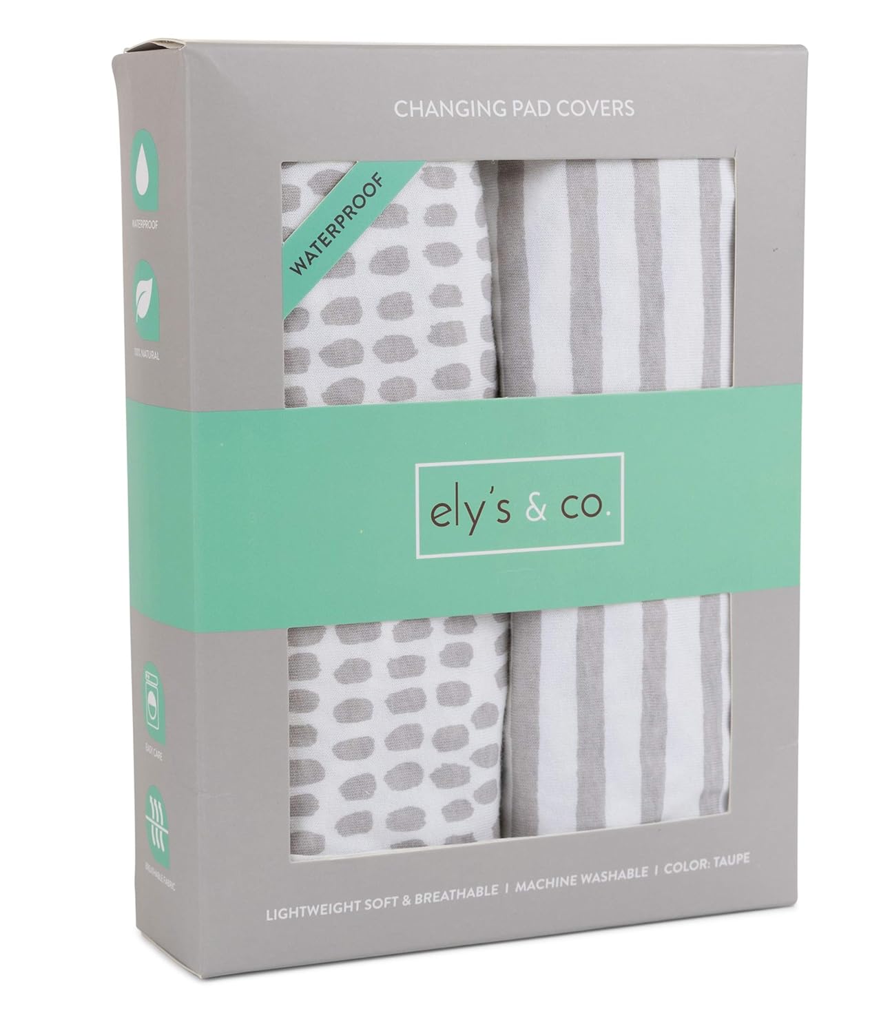 Ely’s & Co. Juego de fundas impermeables para cambiador de patente pendiente  Juego de sábanas de cuna, sin necesidad de cambiar el cambiador, color