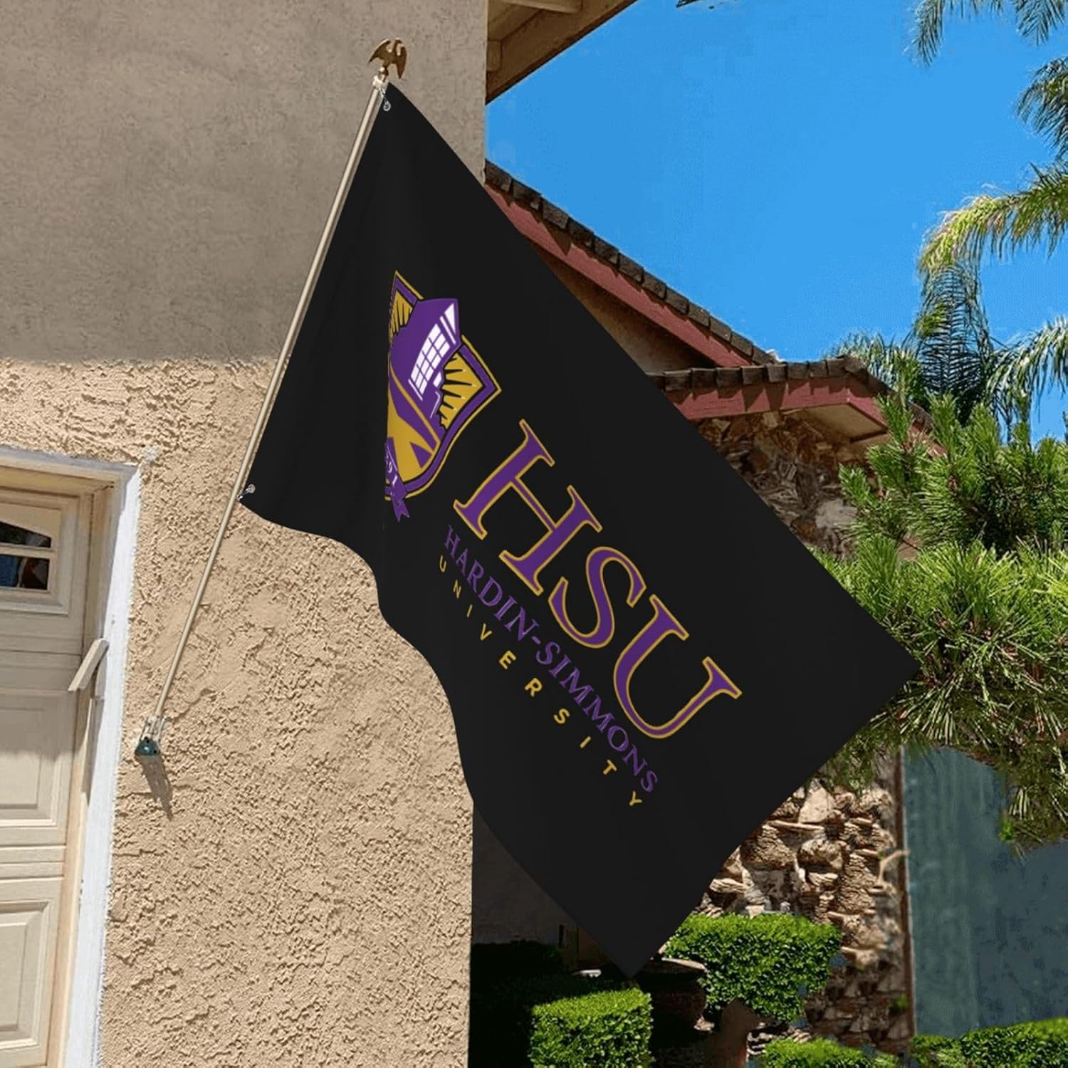 Hardin-Simmons – Bandera decorativa para exteriores con logotipo de la universidad, de 3 x 5 pies, bandera de jardín, bandera individual para