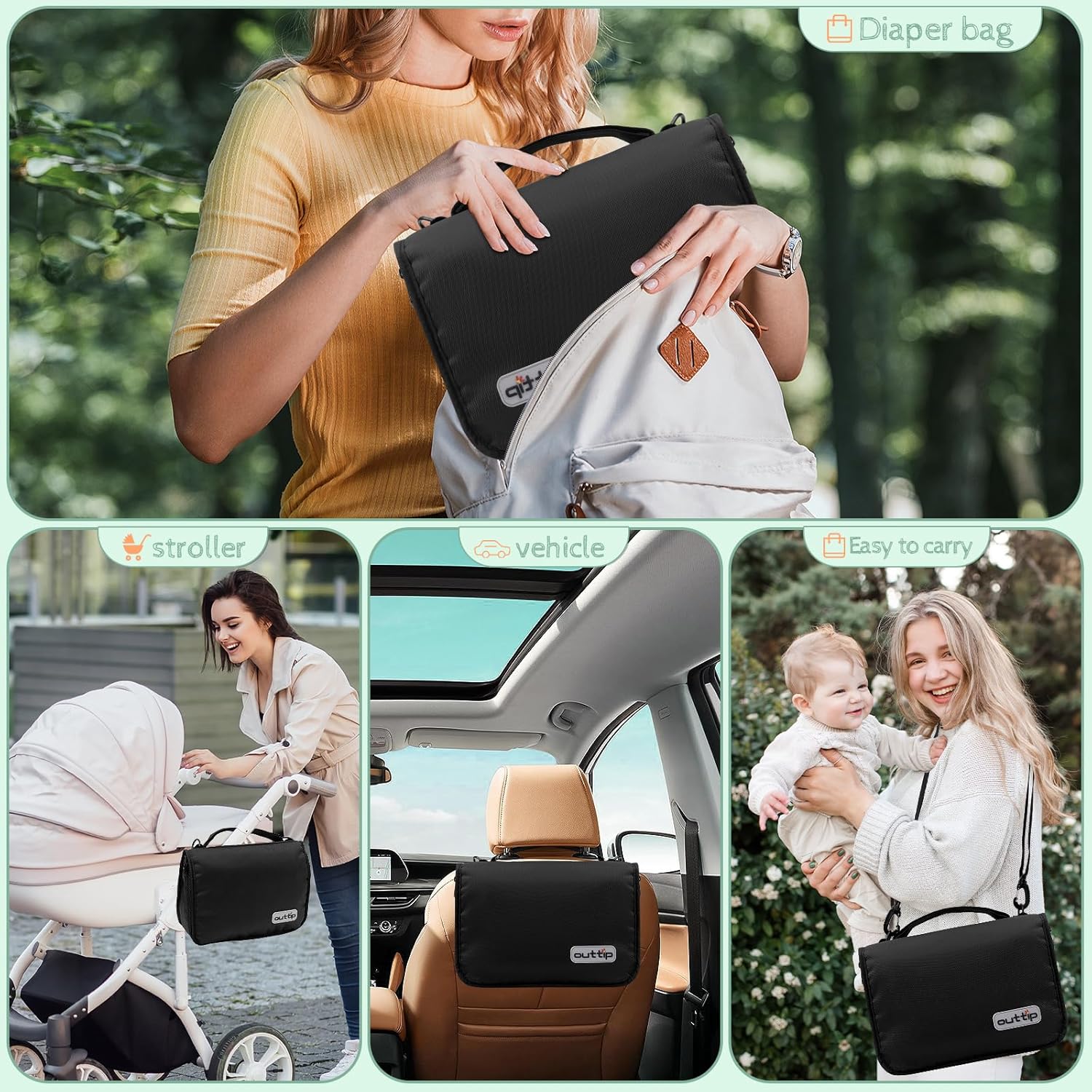 Cambiador de pañales para bebé  Bolsa cambiadora impermeable y portátil  Estación de cambio de viaje de gran tamaño para bebé  Regalo para recién