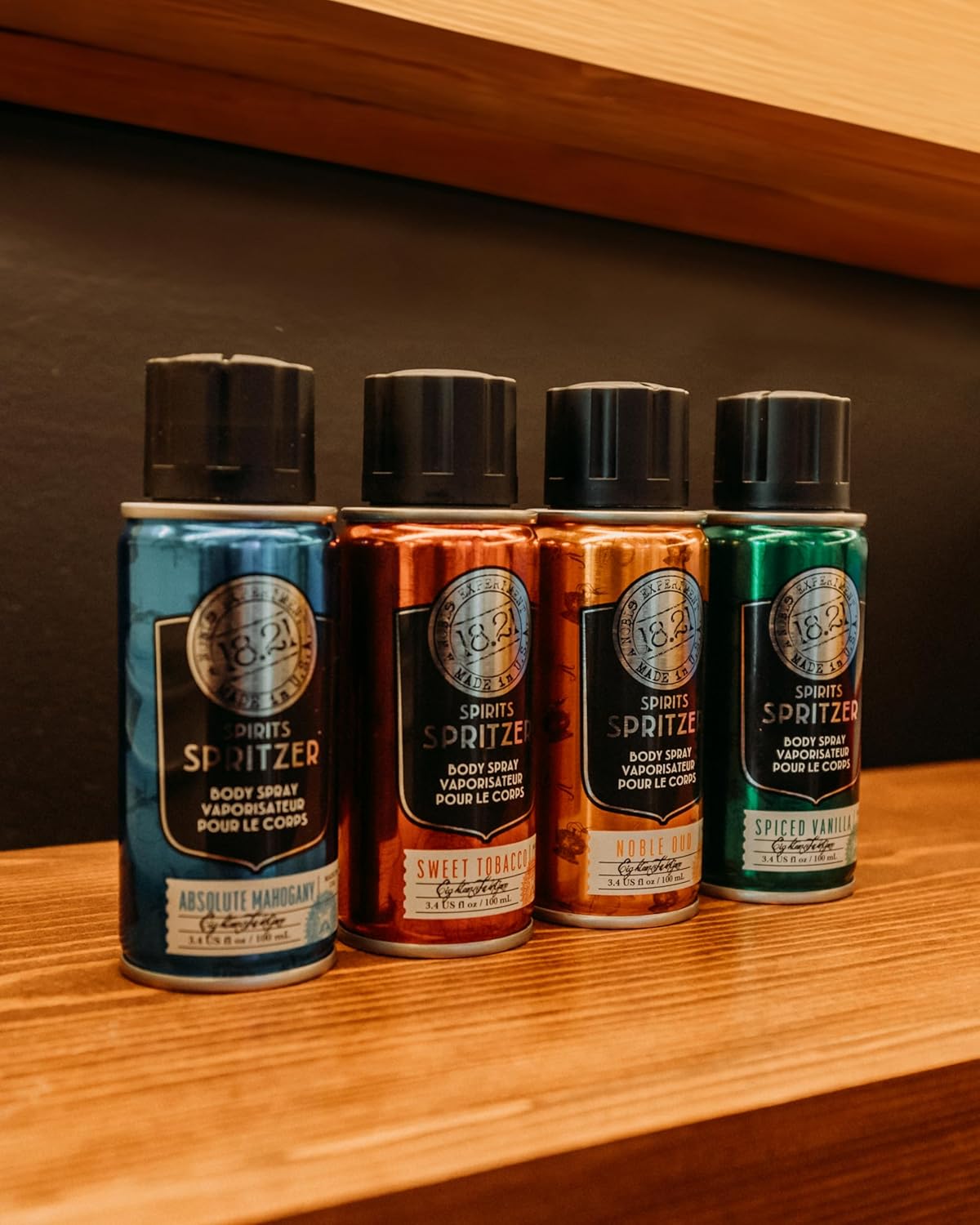 18.21 Man Made Men’s Spirits Spritzer, 3.4 oz. – Spray corporal de larga duración con aromas masculinos – Regalos para él
