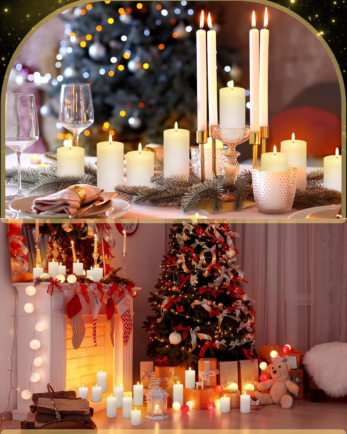 VIHOSE Juego de 9 velas blancas sin llama, velas LED realistas con control remoto y temporizador, velas de mecha sin llama, velas de cera real que
