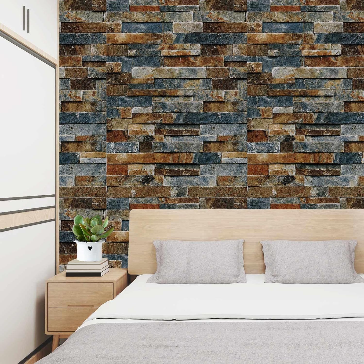 Papel tapiz de ladrillo para despegar y pegar, papel de pared extraíble retro para muebles antiguos, cubierta de papel de contacto, papel tapiz