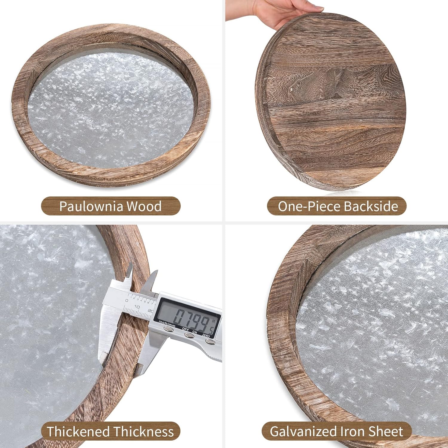 Hanobe Bandeja para portavelas Plato redondo de madera decorativo para velas, pequeño centro de mesa de granja, bandejas de pilar rústicas para
