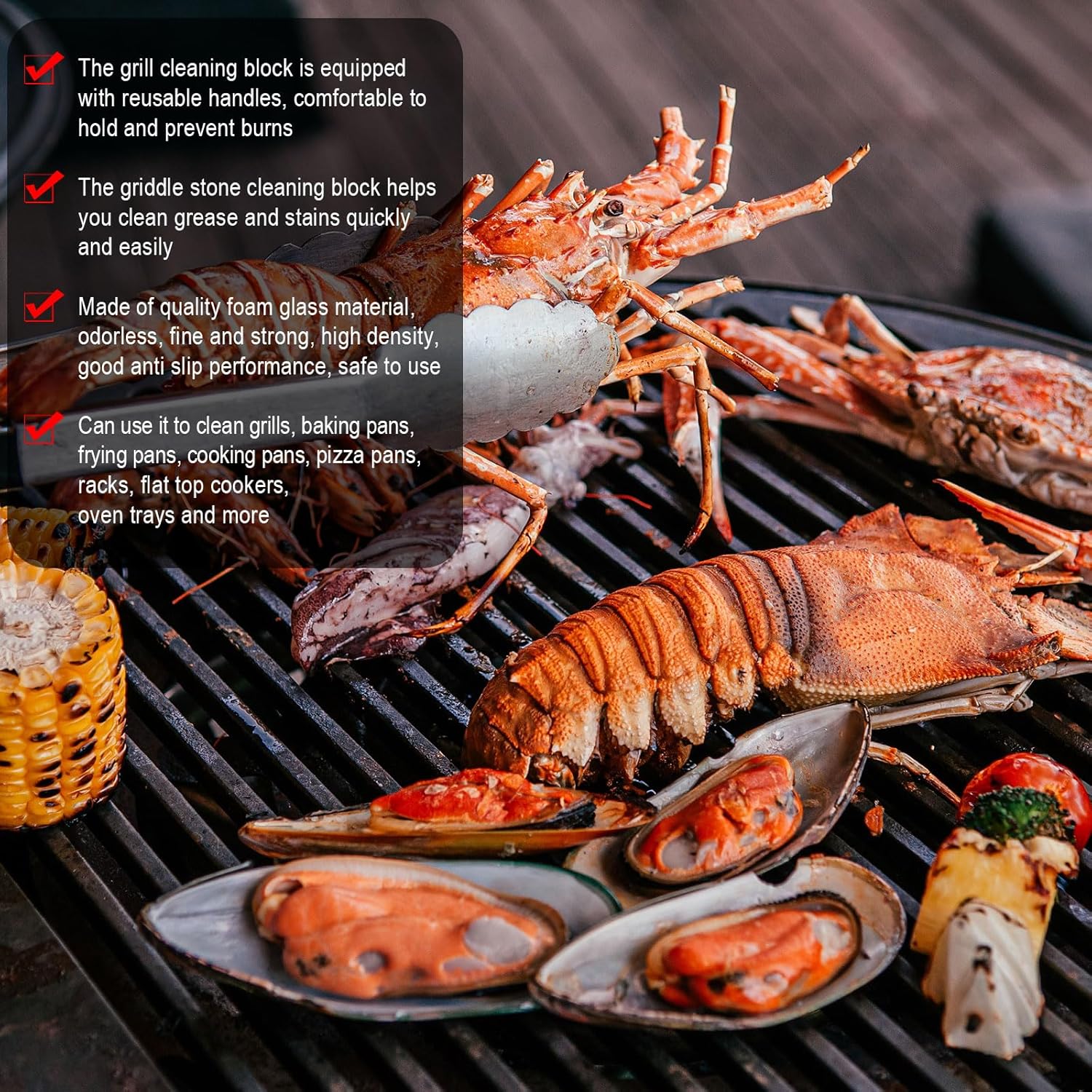 Kacctyen 36 piezas de ladrillos de limpieza de ladrillos de limpieza de parrilla con mango ladrillos para limpieza de parrilla superior plana